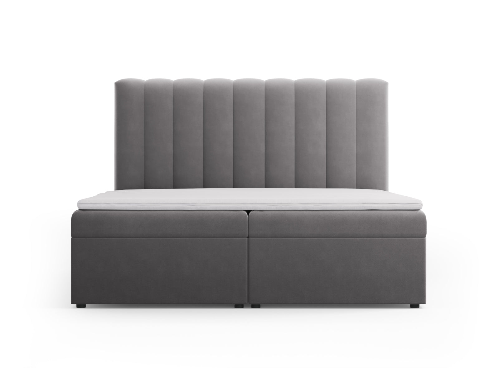 Kelp Boxspring Bett Set: Headboard + Box Springs/Matratze + Matratze Topper in Grey präsentiert im Onlineshop von KAQTU Design AG. Bett ist von Micadoni