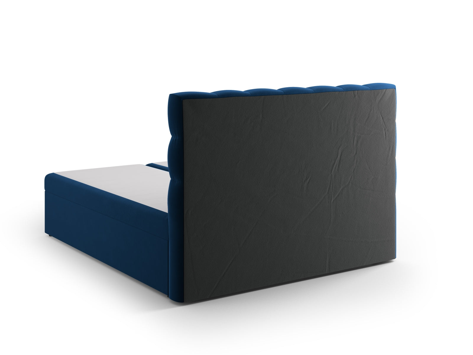Luxuriöses Boxspringbett-Set Mamaia in Royal Blue, bestehend aus Kopfteil, Matratze und Topper, perfekt für moderne Schlafräume.