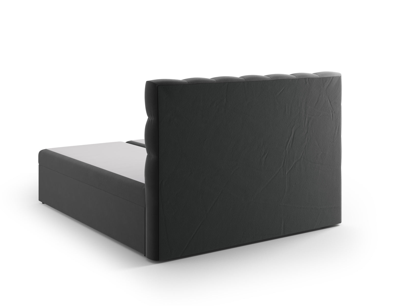 Stilvolles Mamaia Boxspringbett-Set in Grau und Schwarz, bestehend aus Kopfteil, Matratze und Topper für erholsamen Schlaf.