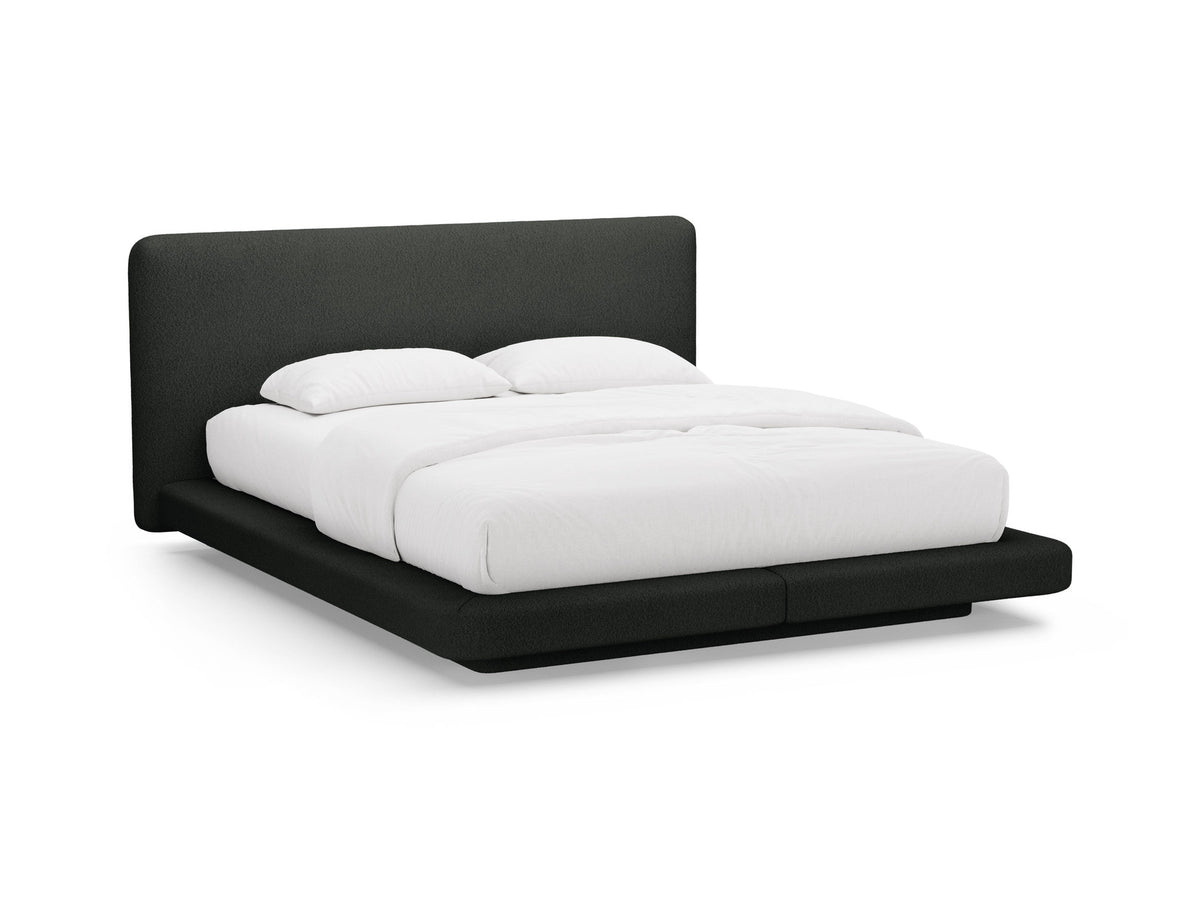 Linea Bett mit Kopfteil von Micadoni mit Stoffbezug und schwarzen Kunststoffbeinen