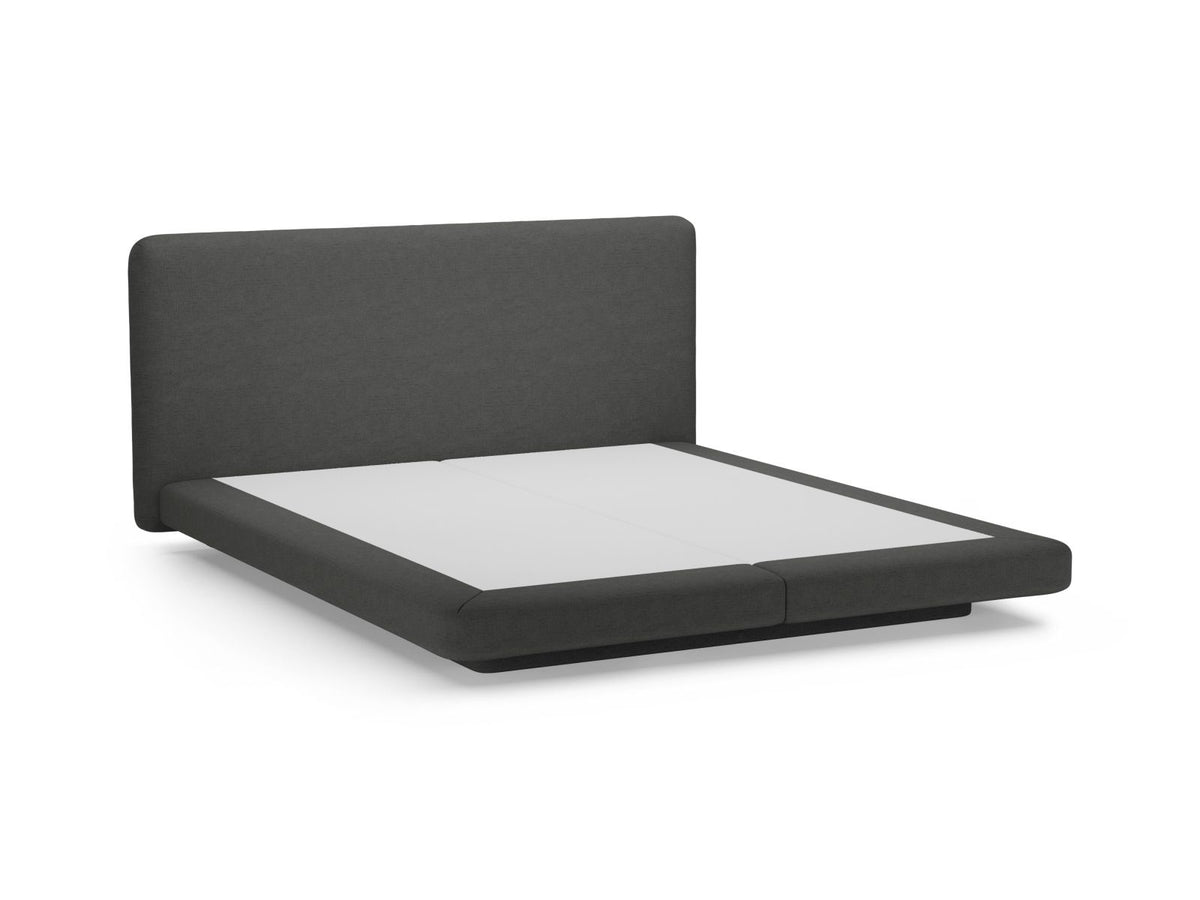 Linea Bett mit Kopfteil von Micadoni mit Stoffbezug und schwarzen Kunststoffbeinen