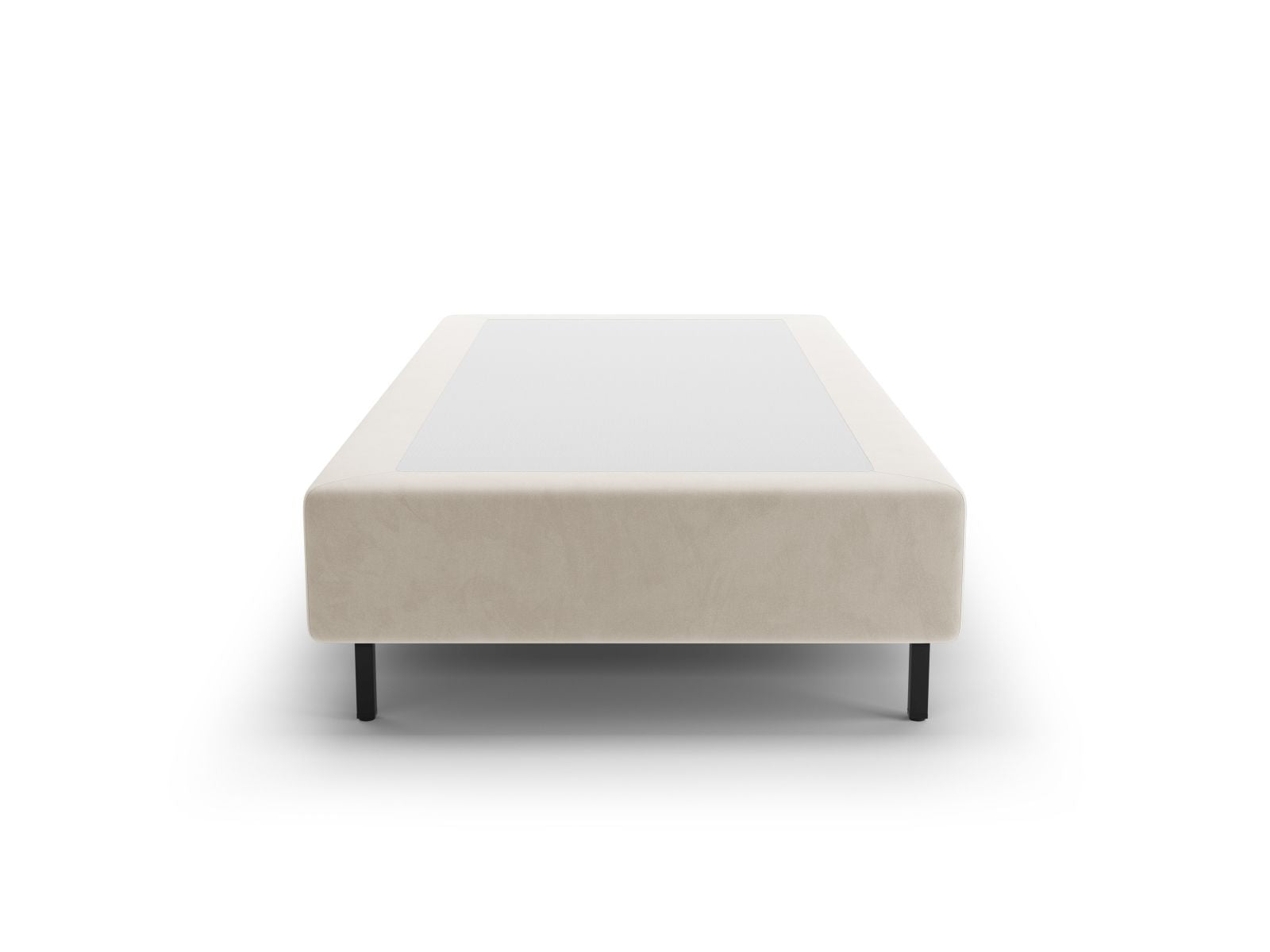 Stilvolles Bettgestell Whale in zartem Beige, perfekt für moderne Schlafzimmer, bietet Komfort und Eleganz in einem.