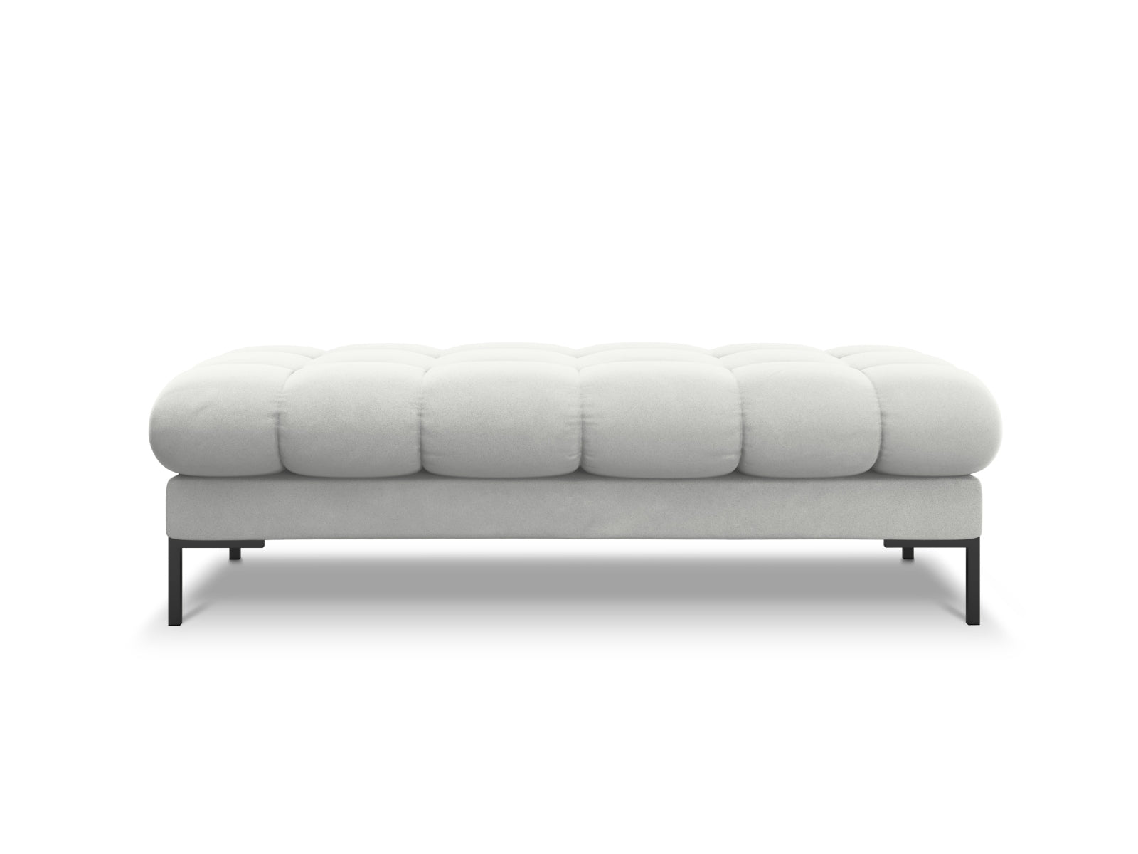Elegante Mamaia Velour Bank für zwei Personen in stilvollem Silber und Schwarz-Bluvel, ideal für moderne Wohnräume.