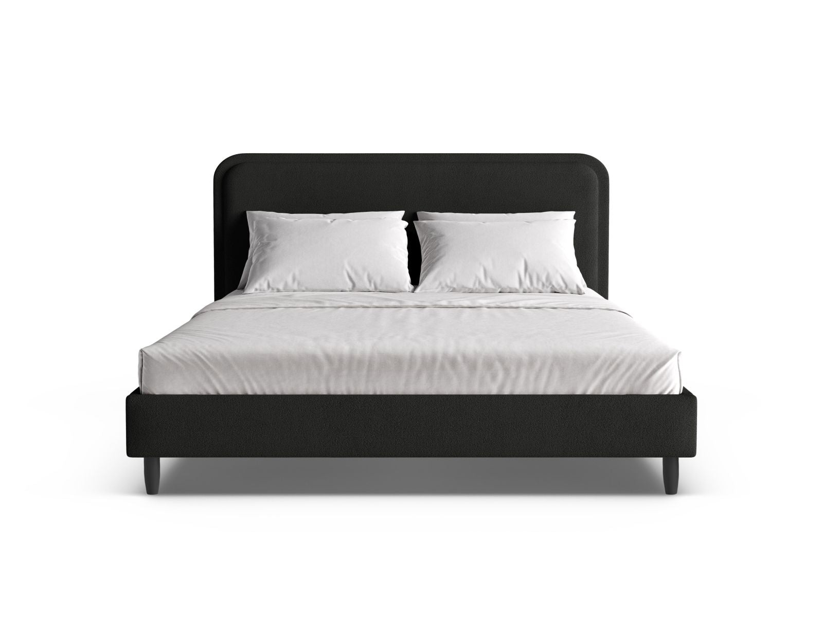 Elegantes Aveline Bett mit 140 cm Kopfteil in stilvollem Schwarz, ideal für moderne Schlafzimmer, von Micadoni.