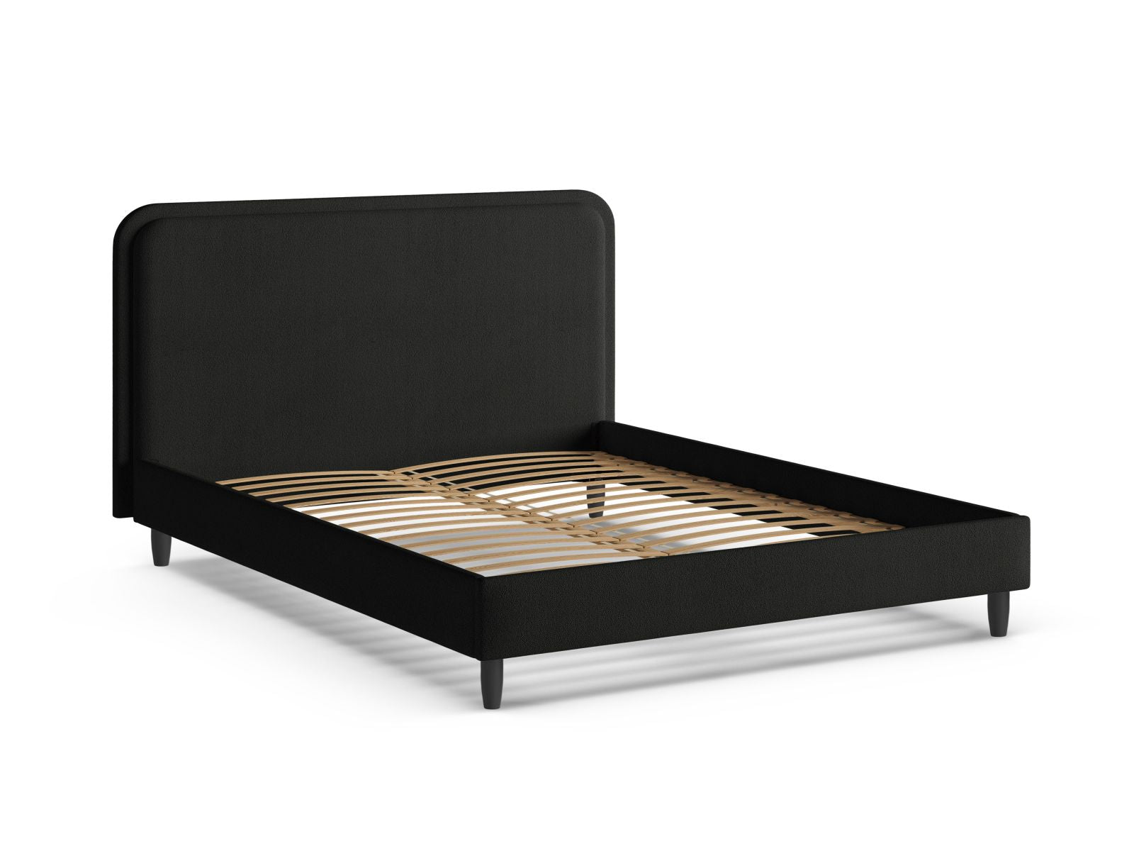 Modernes Aveline Bett mit 140 cm hohem Kopfteil in edlem Schwarz, ideal für stilvolle Schlafzimmer von Micadoni.