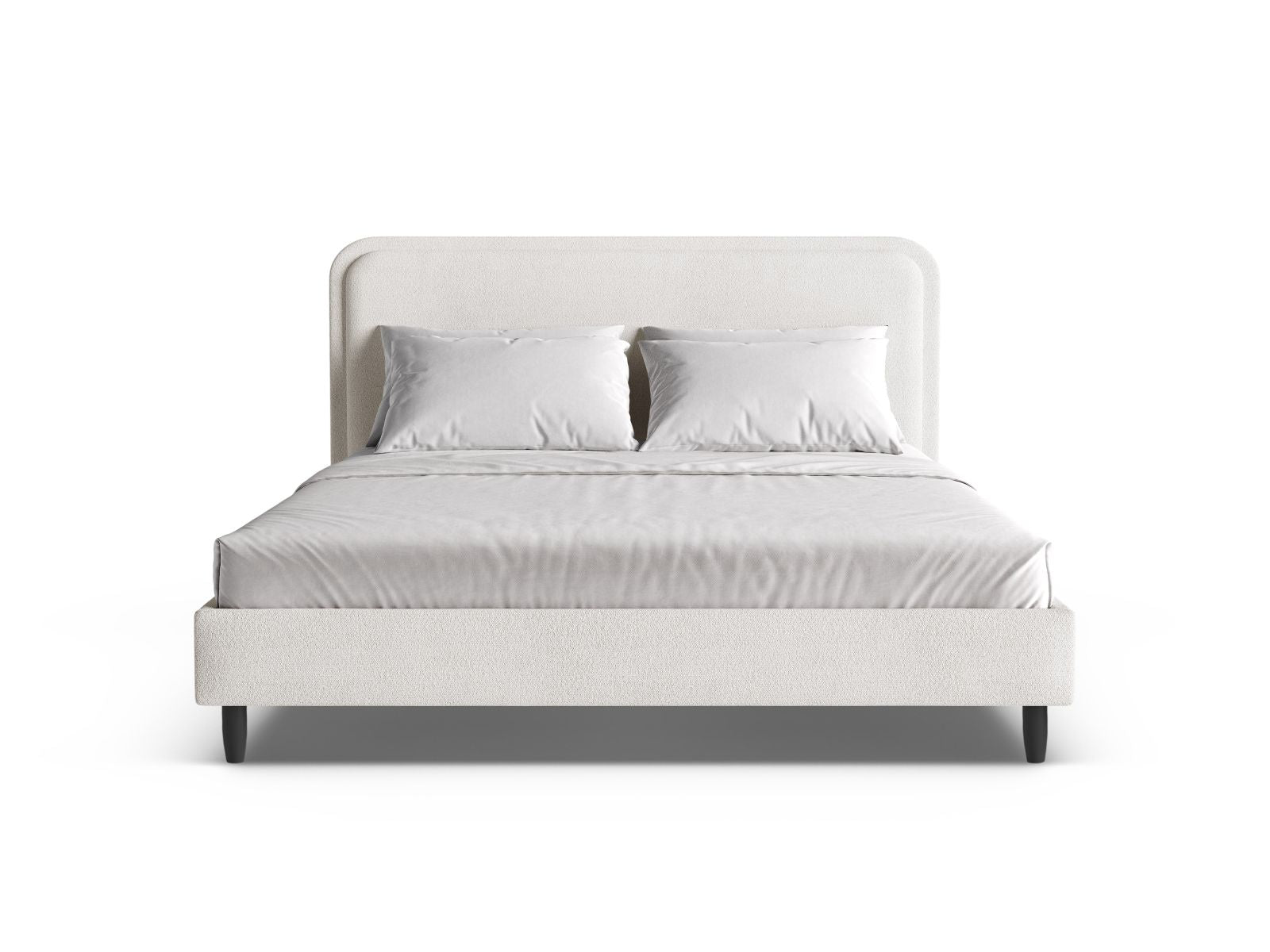 Elegantes Aveline Bett mit 140 cm Kopfteil in Weiß, stilvoll und modern, ideal für jedes Schlafzimmer, von Micadoni.
