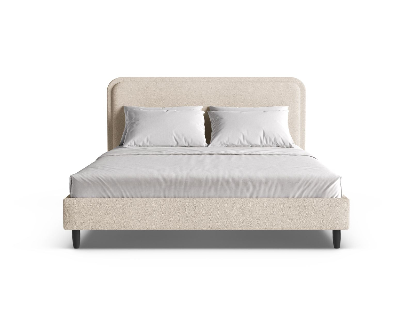 Elegantes Aveline Bett mit 140 cm Kopfteil in stilvollem Beige-Baloo, ideal für moderne Schlafzimmer, von Micadoni.