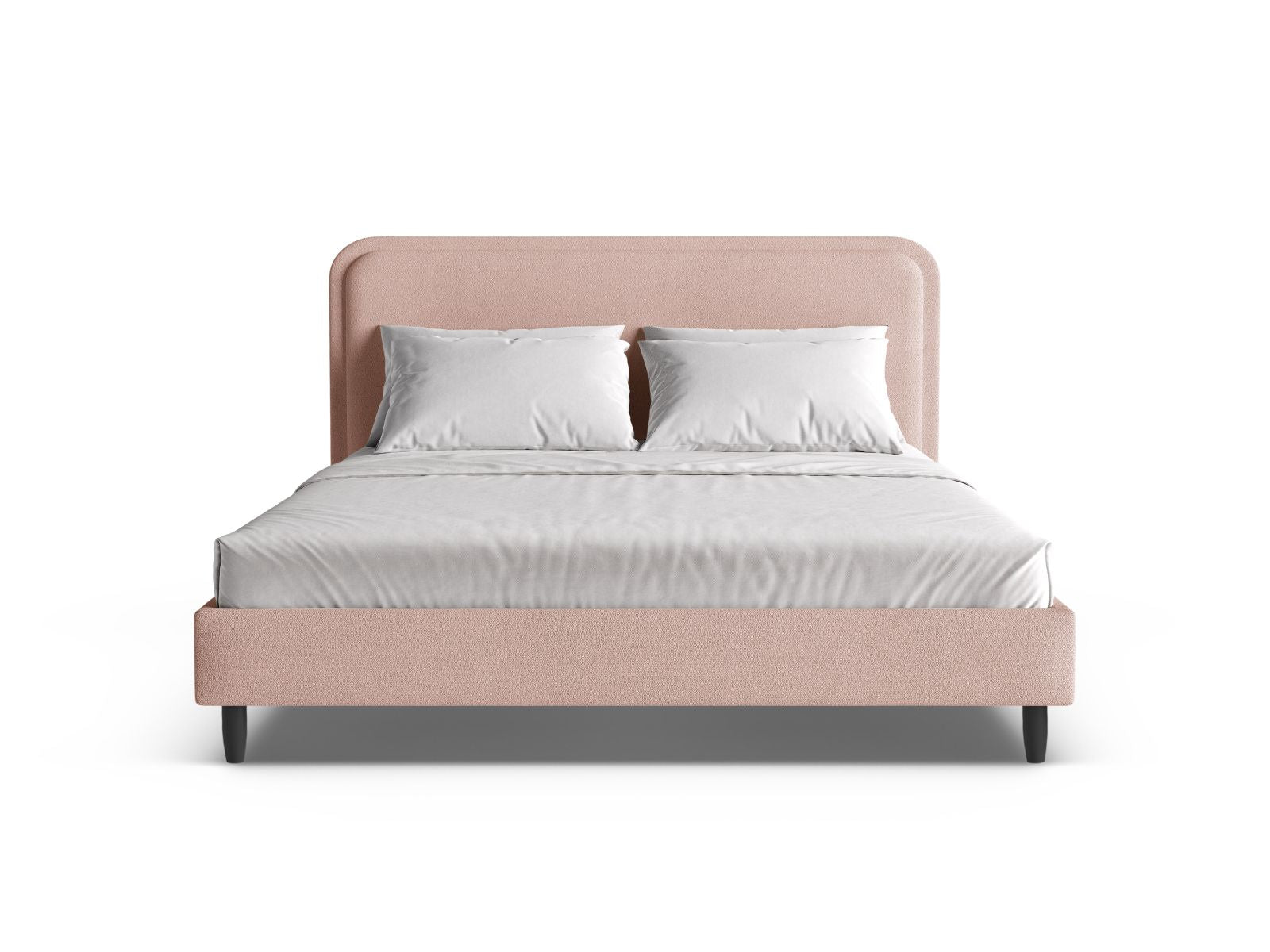 Elegantes Aveline Bett mit 140 cm Kopfteil in sanftem Powder Pink, ideal für stilvolle Schlafzimmergestaltung.