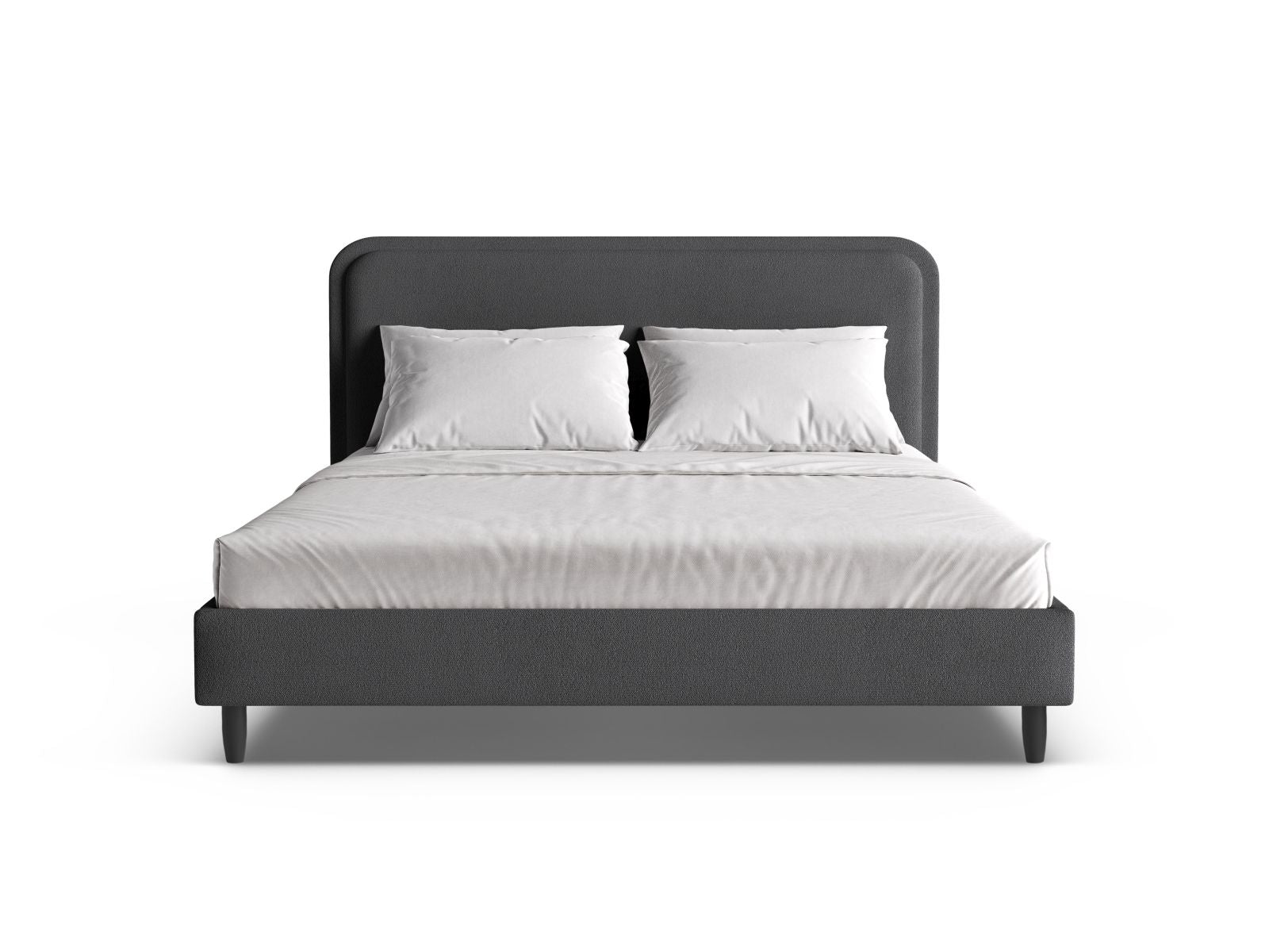 Elegantes Aveline Bett mit 140 cm Kopfteil in Dunkelgrau, stilvoll und modern, ideal für jedes Schlafzimmer. Von Micadoni.