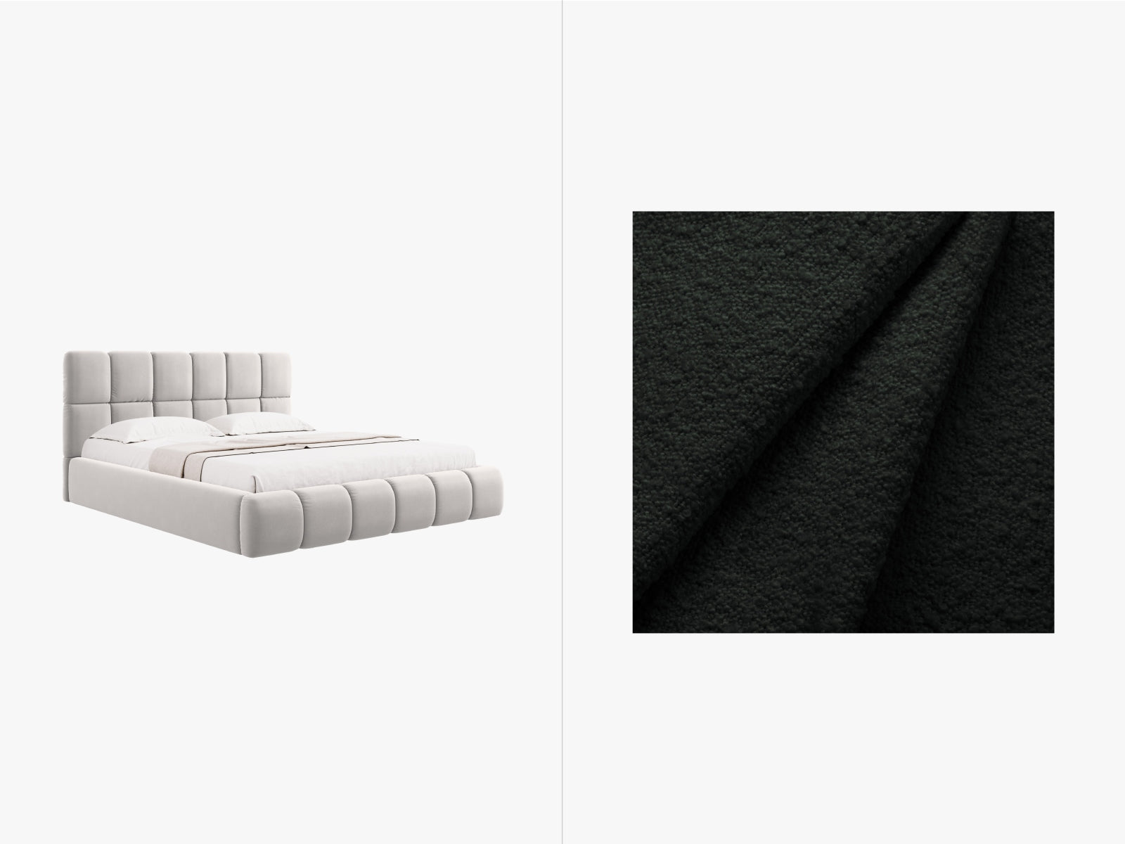 Bellis Boucle Bett mit Stauraum und Headboard 140cm in Black-Baloo präsentiert im Onlineshop von KAQTU Design AG. Bett ist von Micadoni