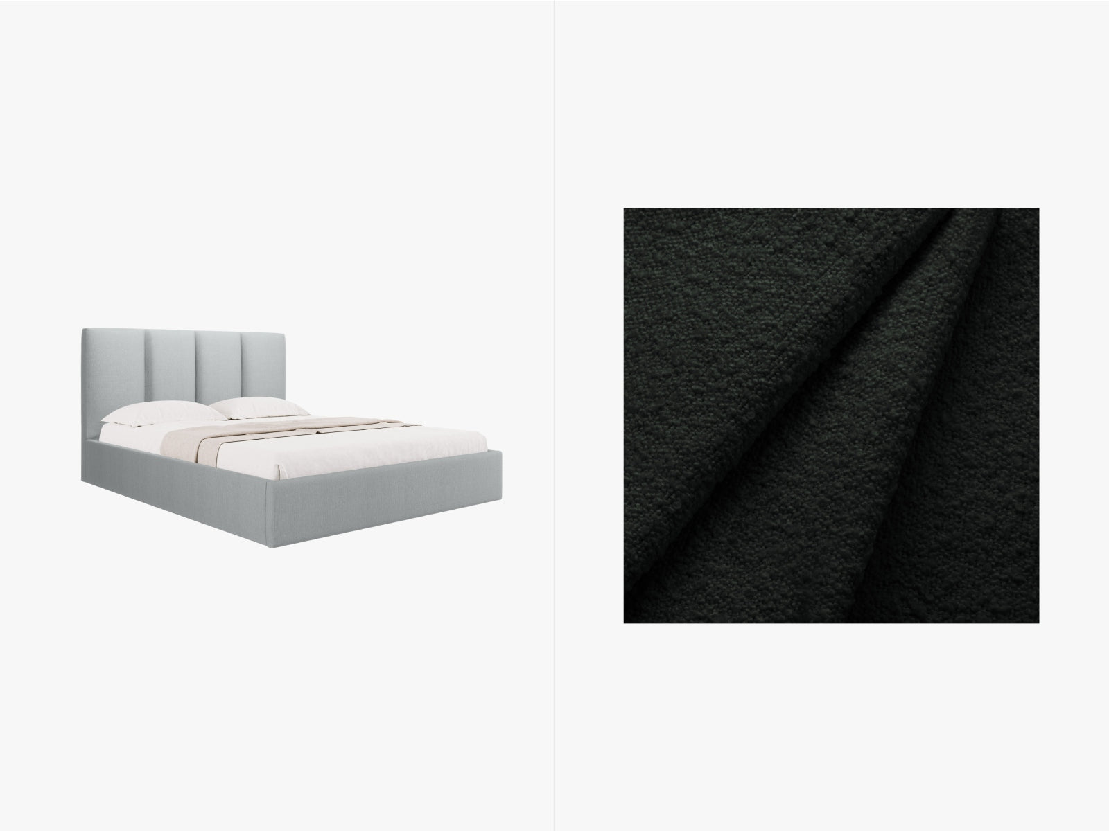 Pyla Boucle Bett mit Stauraum und Headboard in Black präsentiert im Onlineshop von KAQTU Design AG. Bett ist von Micadoni