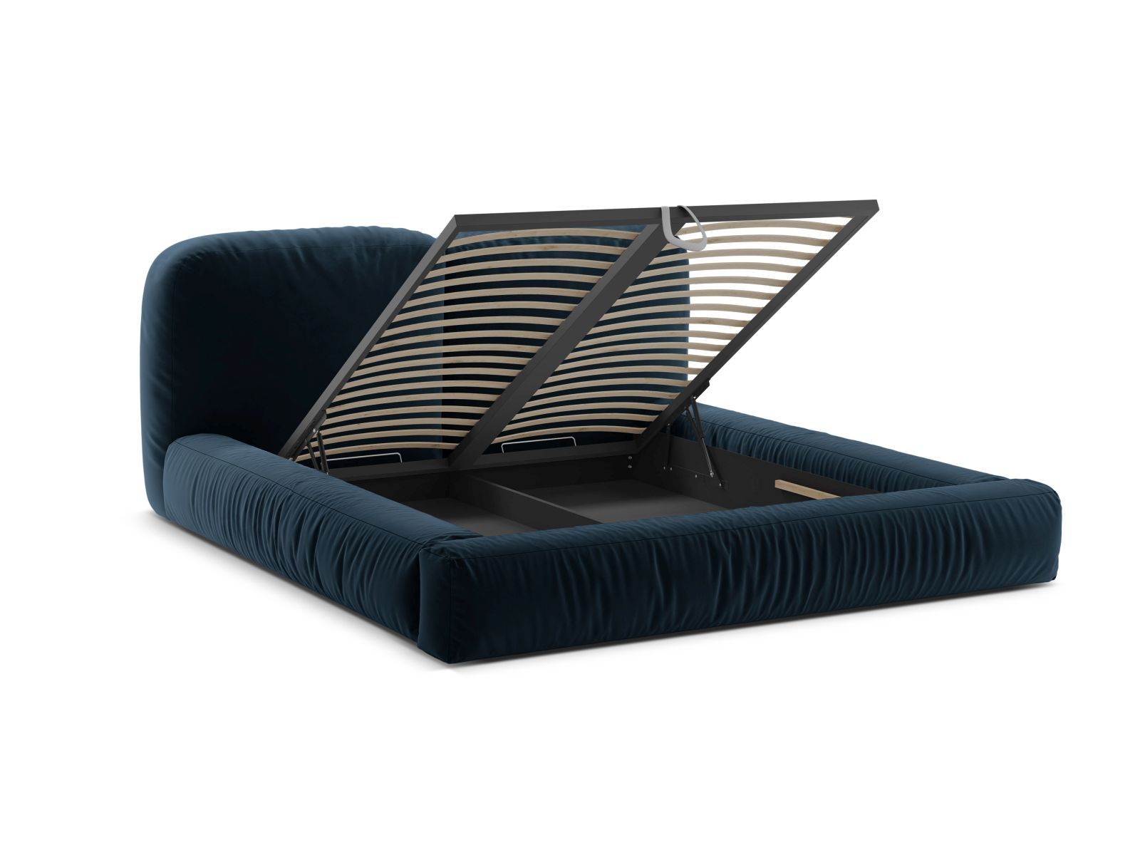 Stylisches Martina Bett in edlem Petrol, 140 cm, mit integriertem Stauraum und modernem Kopfteil für funktionale und ansprechende Schlafzimmer.