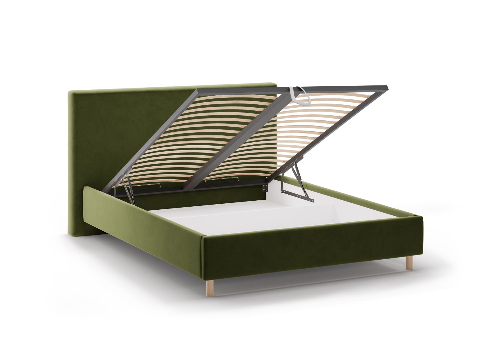 Stylisches Eloise Bett in Army Green-Magic Velvet, 140 cm, mit praktischem Stauraum und ansprechendem Kopfteil für zeitgemäße Wohnräume.