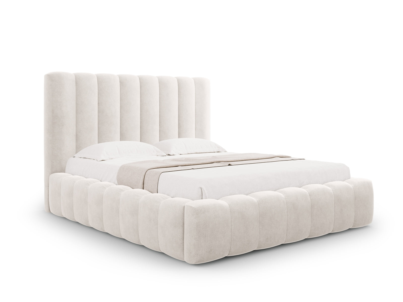 Kelp Bett mit Stauraum und Headboard in Grey Beige Melange präsentiert im Onlineshop von KAQTU Design AG. Bett ist von Micadoni