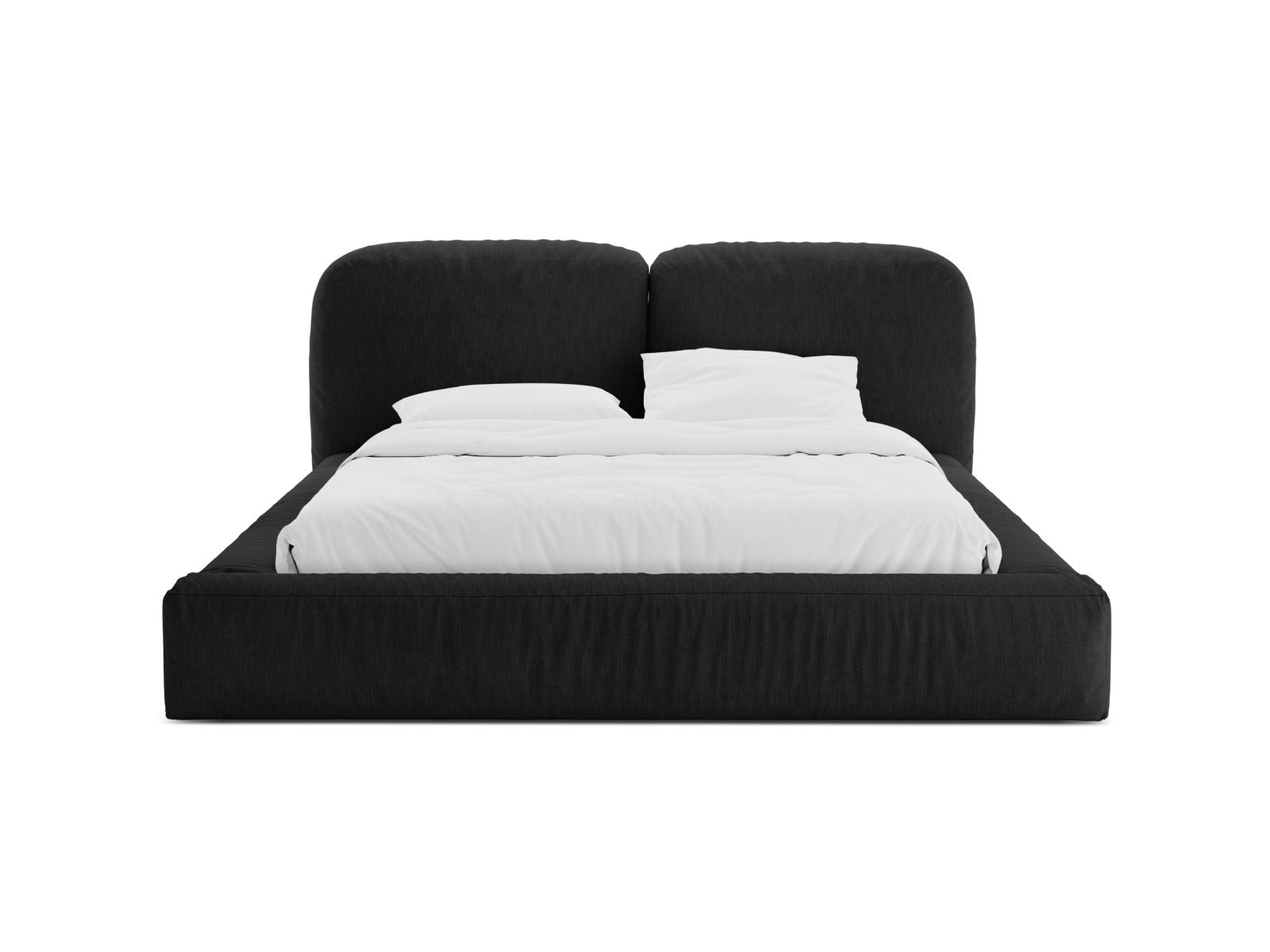 Elegantes Martina Bett mit 140 cm Breite, Stauraum und stilvollem Kopfteil in Black-Boston, ideal für moderne Schlafzimmer.