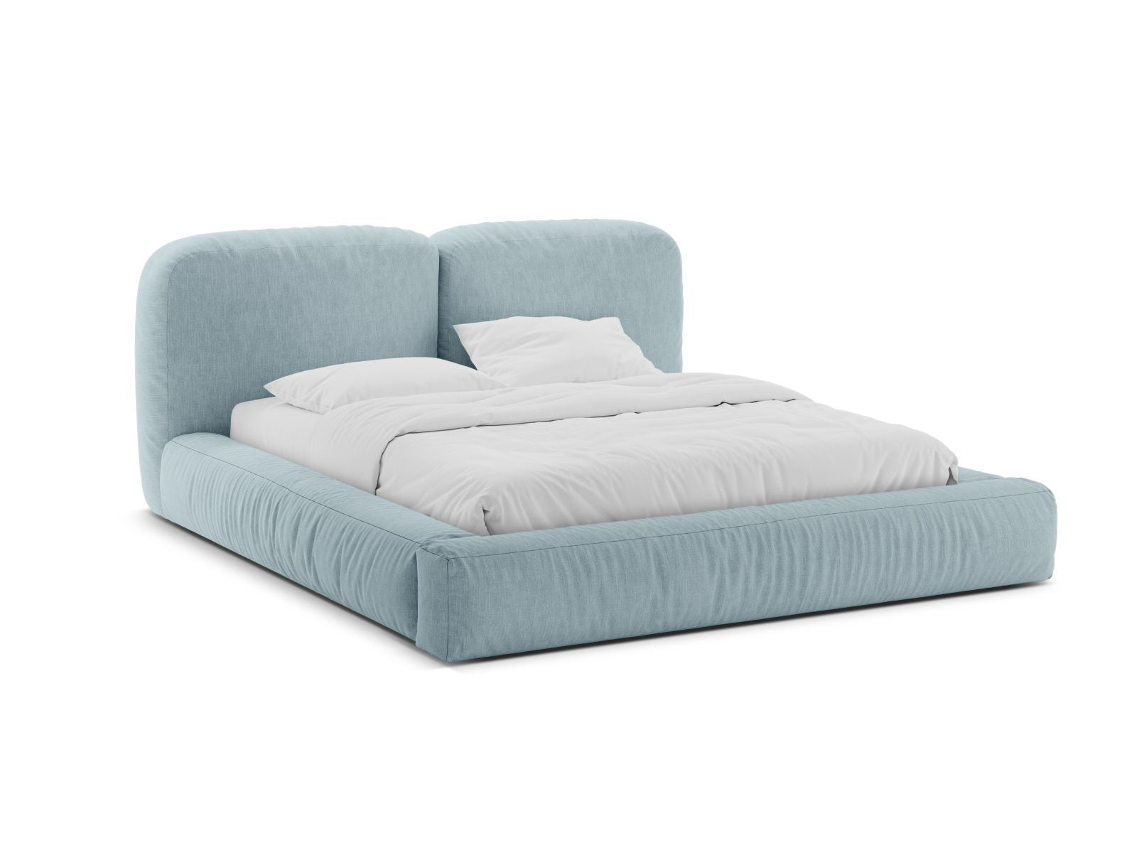 Martina Bett mit Stauraum mit Kopfteil 140cm in Satin Blue-Boston präsentiert im Onlineshop von KAQTU Design AG. Bett ist von Micadoni