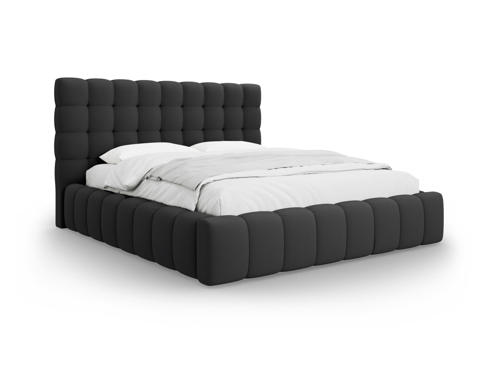 Mamaia Bett mit Stauraum und Headboard 140cm in Dark Grey/Schwarz-Neve präsentiert im Onlineshop von KAQTU Design AG. Bett ist von Micadoni