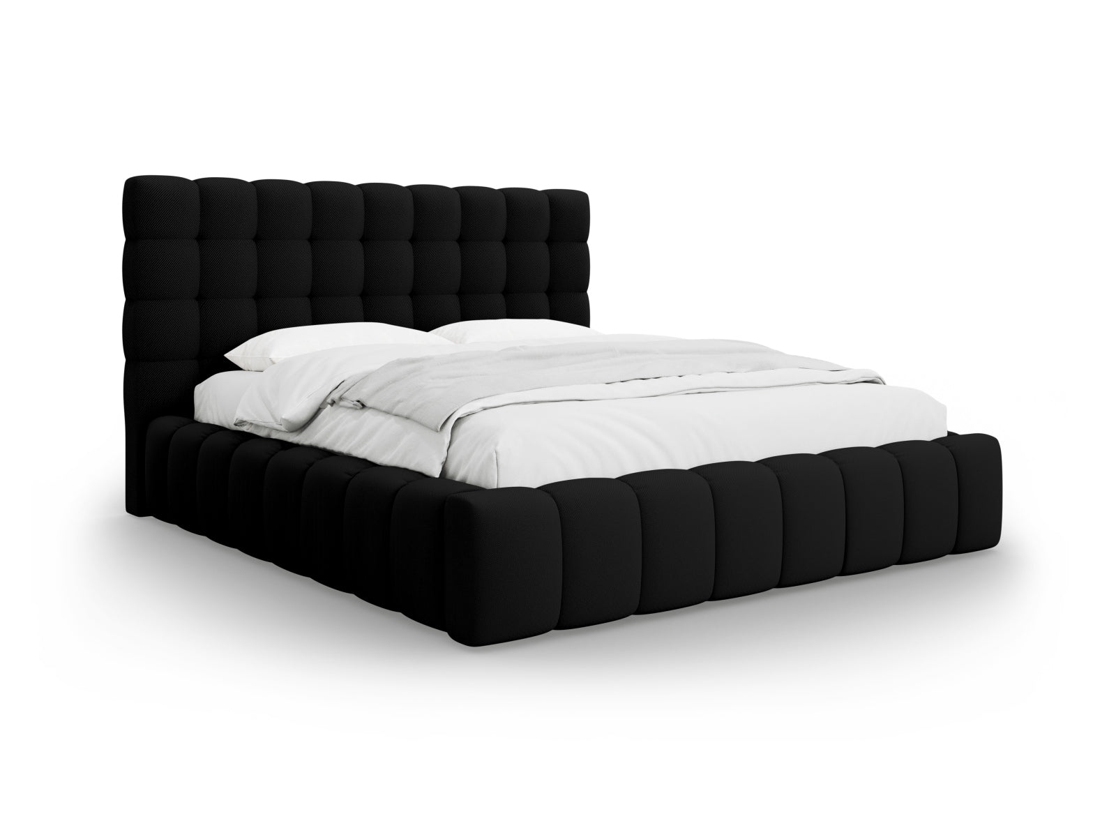 Mamaia Bett mit Stauraum und Headboard 140cm in Black/Schwarz-Neve präsentiert im Onlineshop von KAQTU Design AG. Bett ist von Micadoni