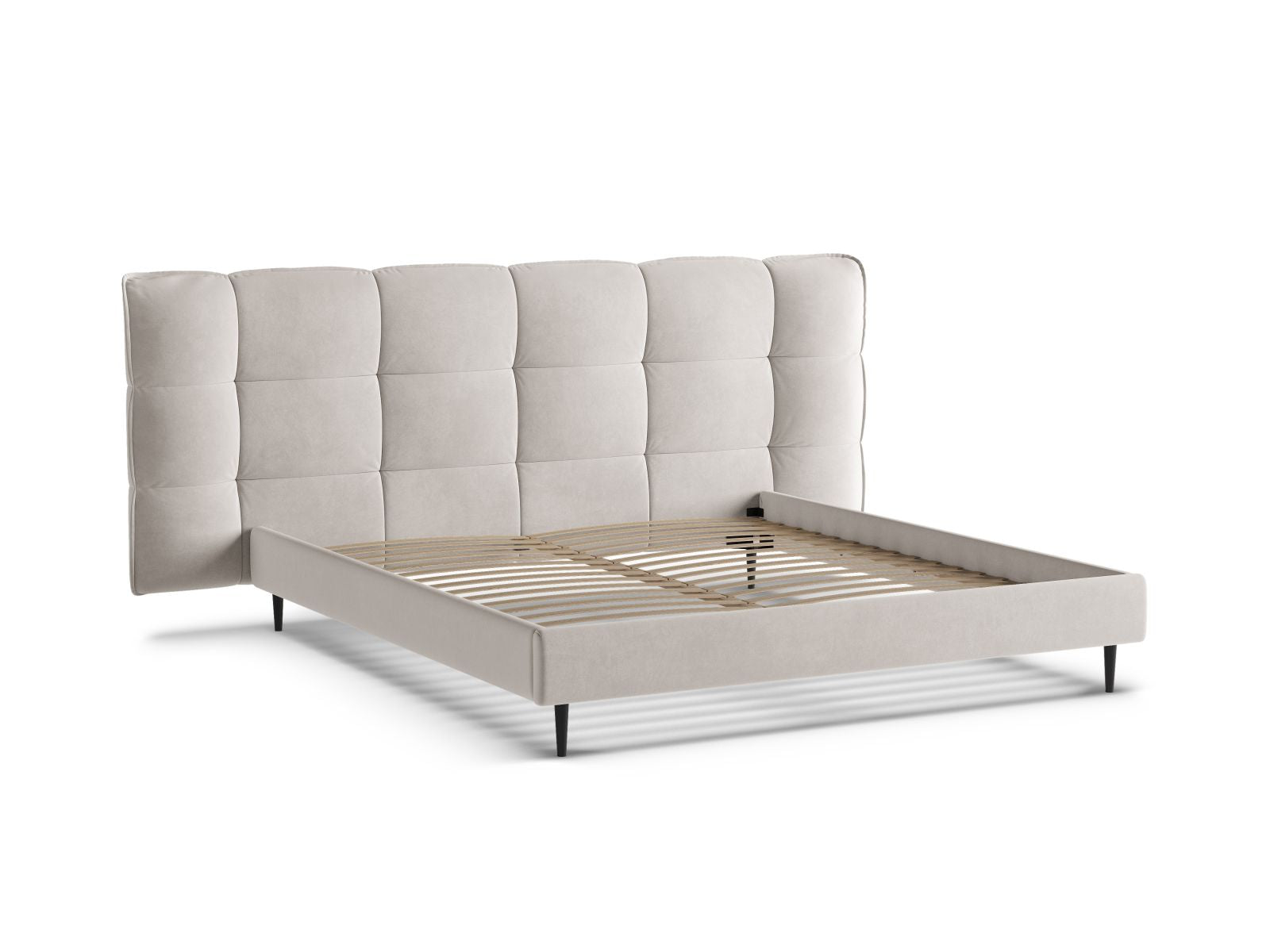 Modernes Eric Bett in 140 cm mit praktischem Stauraum, eleganten Füßen und einem stilvollen Kopfteil für ein gemütliches Schlafzimmer.