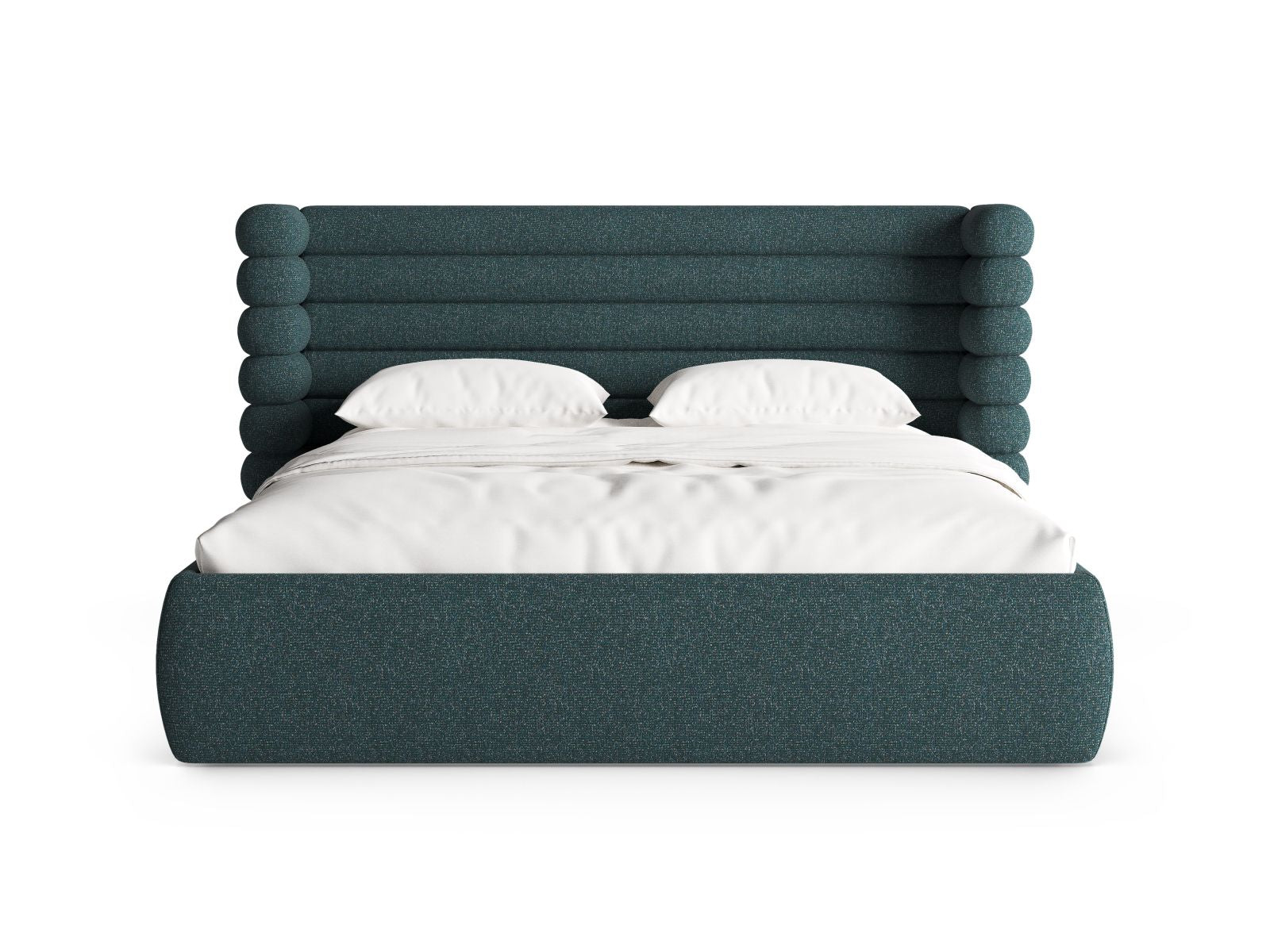 Stylisches Mount Bett mit praktischem Stauraum und elegantem Kopfteil in Green Blue Melange von Micadoni, ideal für moderne Schlafzimmer.