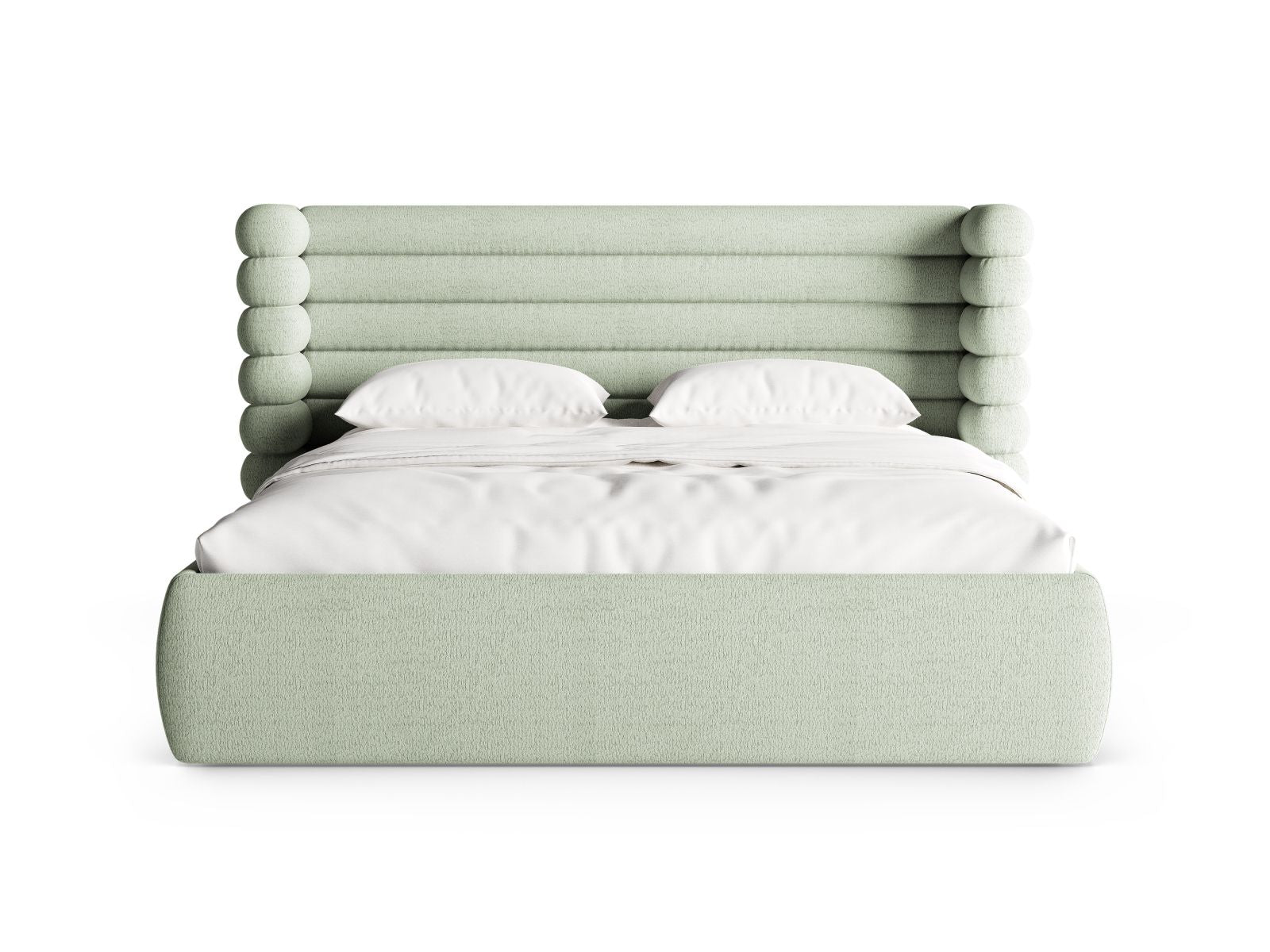 Stylisches Mount Bett mit praktischem Stauraum und elegantem Kopfteil in Mint-CORAL, ideal für moderne Schlafzimmer.