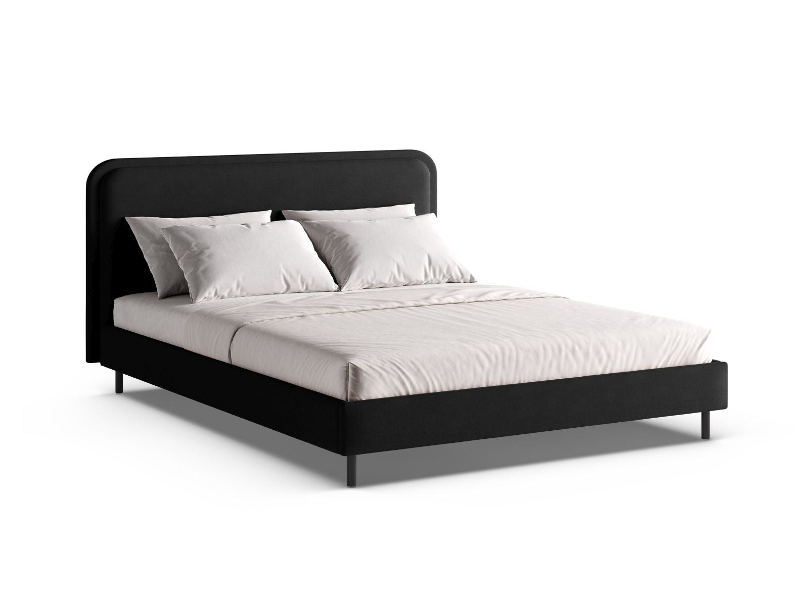Elegantes Aveline Bett mit 140 cm Kopfteil in stilvollem Black-Wind, ideal für moderne Schlafzimmer, von Micadoni.