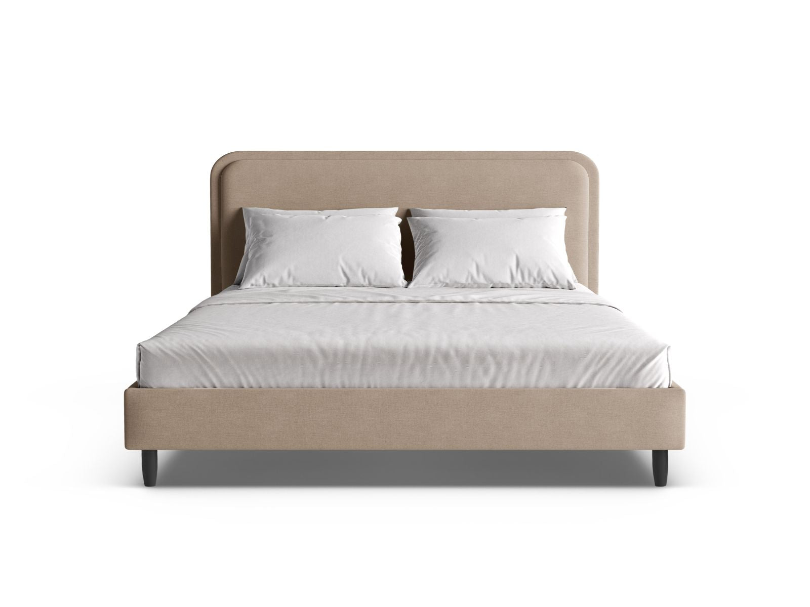 Elegantes Aveline Bett mit 140 cm Kopfteil in Sand-Wind, stilvoll und modern, ideal für jedes Schlafzimmer, von Micadoni.
