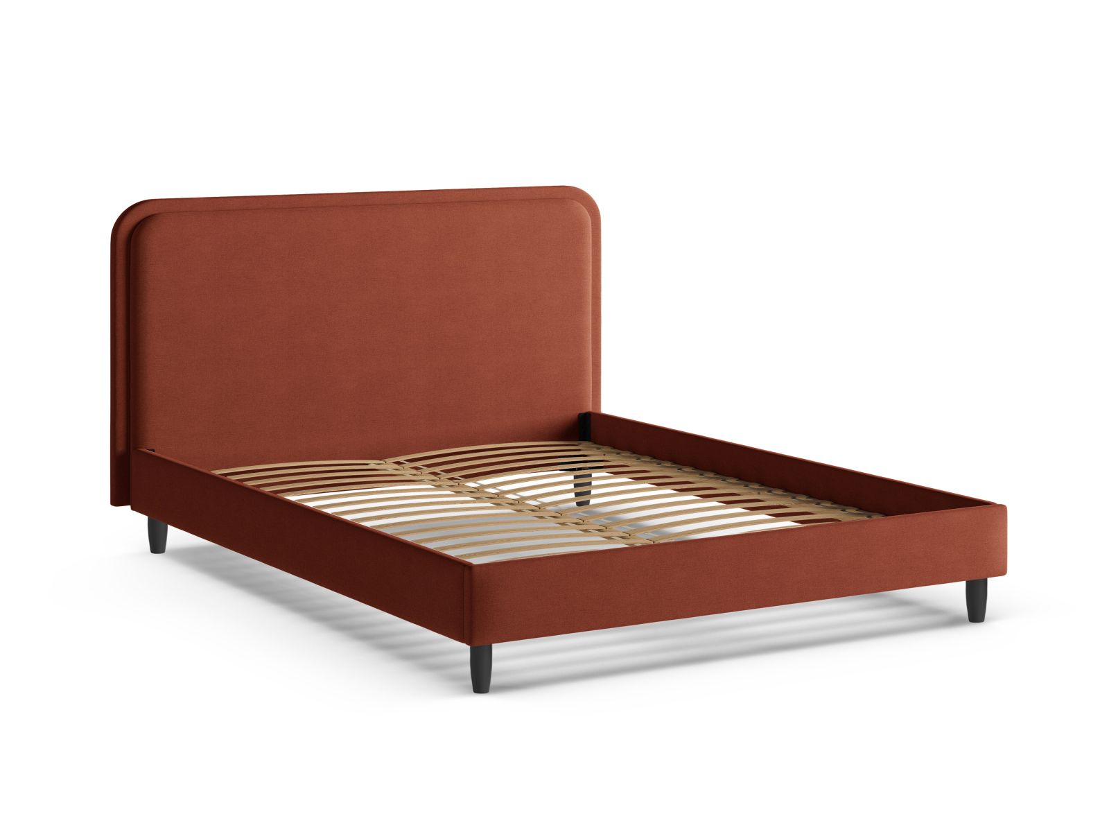 Elegantes Aveline Bett mit 140 cm Kopfteil in ansprechendem Auburn-Wind, ideal für zeitgemäße Schlafzimmergestaltung. Hochwertige Micadoni Qualität.