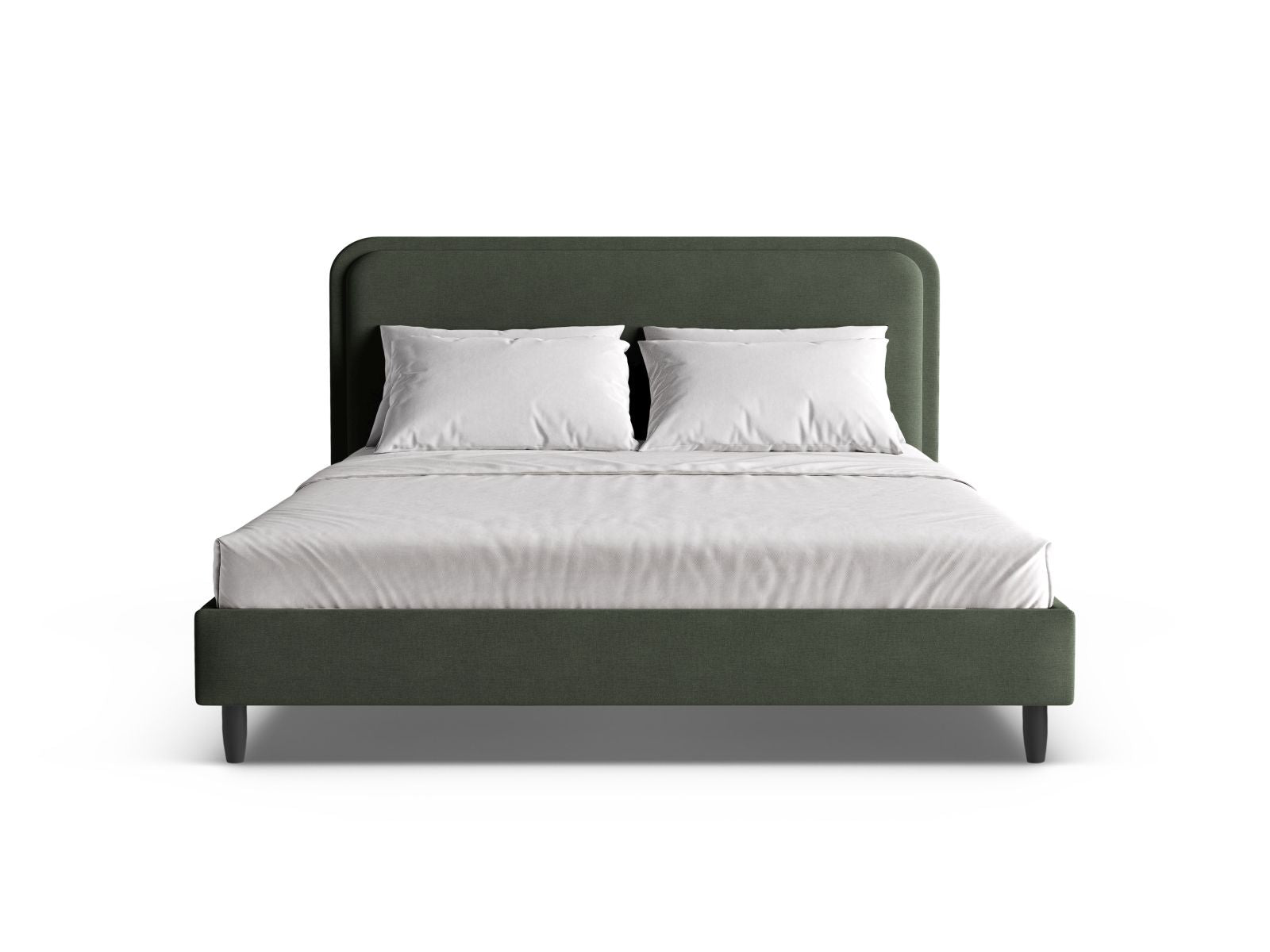 Elegantes Aveline Bett mit 140 cm Kopfteil in stilvollem Moss Green, ideal für moderne Schlafzimmer, von Micadoni.