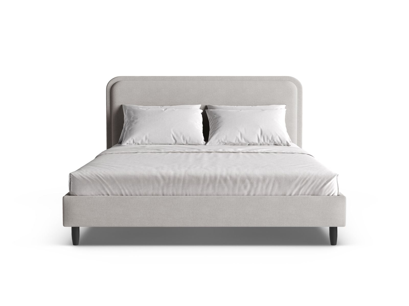Elegantes Aveline Bett mit 140 cm Kopfteil in Dunkelgrau, ideal für stilvolle Schlafzimmer, erhältlich bei KAQTU Design AG.