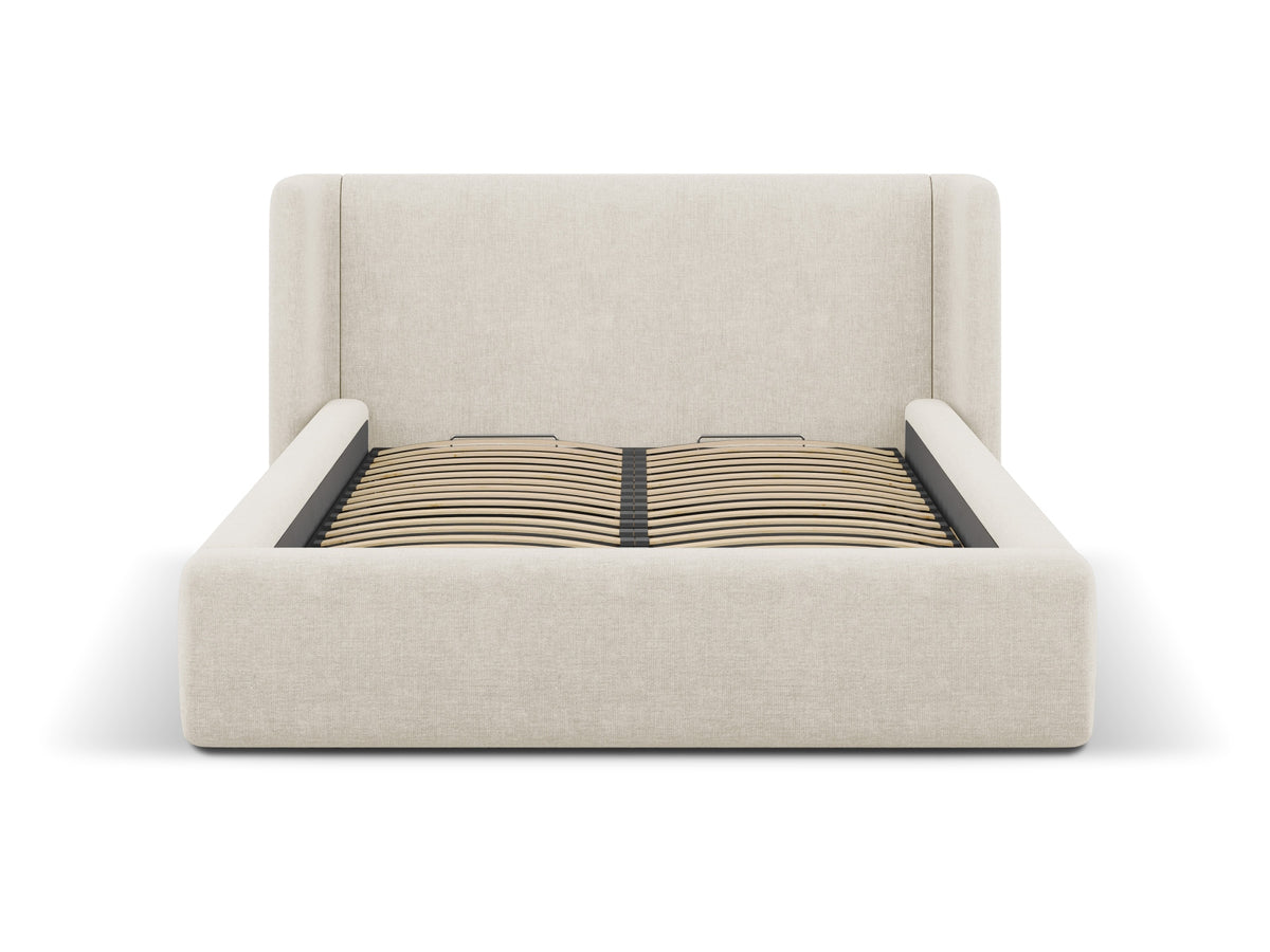 Jolene Bett mit Stauraum und Headboard 140cm in Light Beige-Wind präsentiert im Onlineshop von KAQTU Design AG. Bett ist von Micadoni