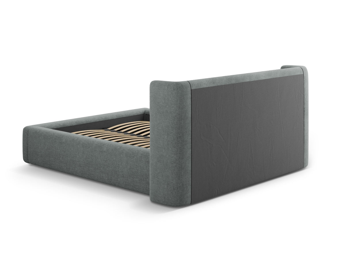 Jolene Bett mit Stauraum und Headboard 140cm in Dark Grey-Wind präsentiert im Onlineshop von KAQTU Design AG. Bett ist von Micadoni