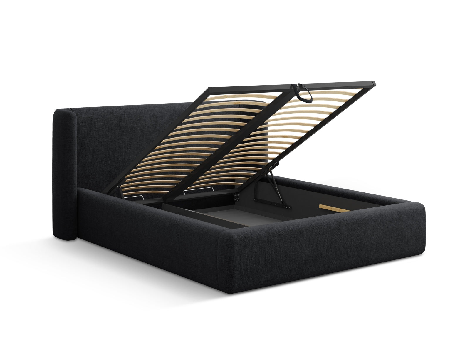 Jolene Bett mit Stauraum und Headboard in Black-Wind präsentiert im Onlineshop von KAQTU Design AG. Bett ist von Micadoni