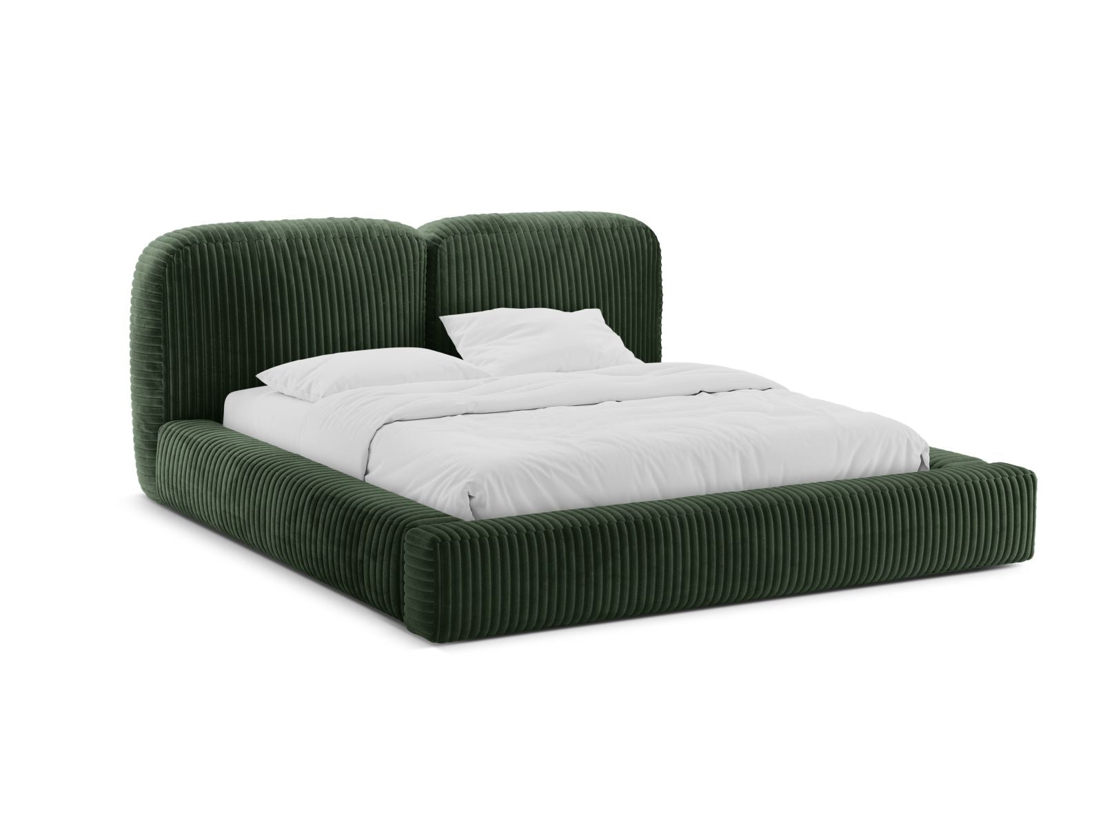 Martina Bett mit Stauraum mit Kopfteil 140cm in Dark Green-Tilia präsentiert im Onlineshop von KAQTU Design AG. Bett ist von Micadoni