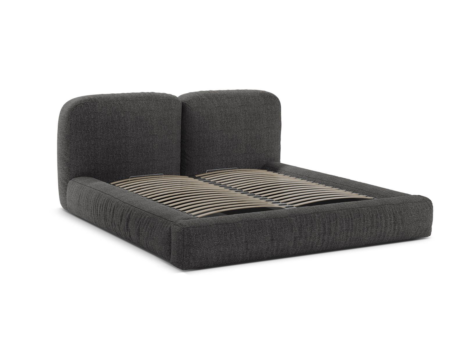 Elegantes Martina Bett in Anthrazit mit 140 cm Breite, bietet cleveren Stauraum und ein modernes Kopfteil für stilvolle Schlafzimmer.
