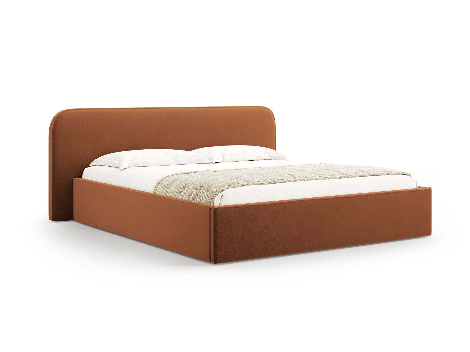 Elizabeth Velour Bett mit Stauraum und Headboard in Terracotta präsentiert im Onlineshop von KAQTU Design AG. Bett ist von Micadoni