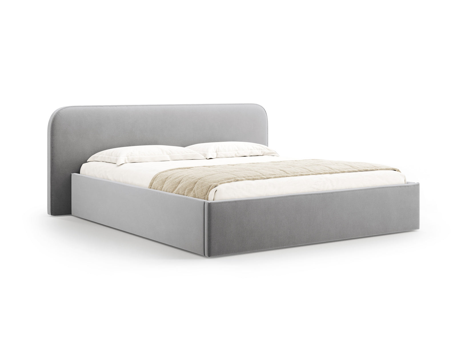 Elizabeth Velour Bett mit Stauraum und Headboard in Light Grey präsentiert im Onlineshop von KAQTU Design AG. Bett ist von Micadoni