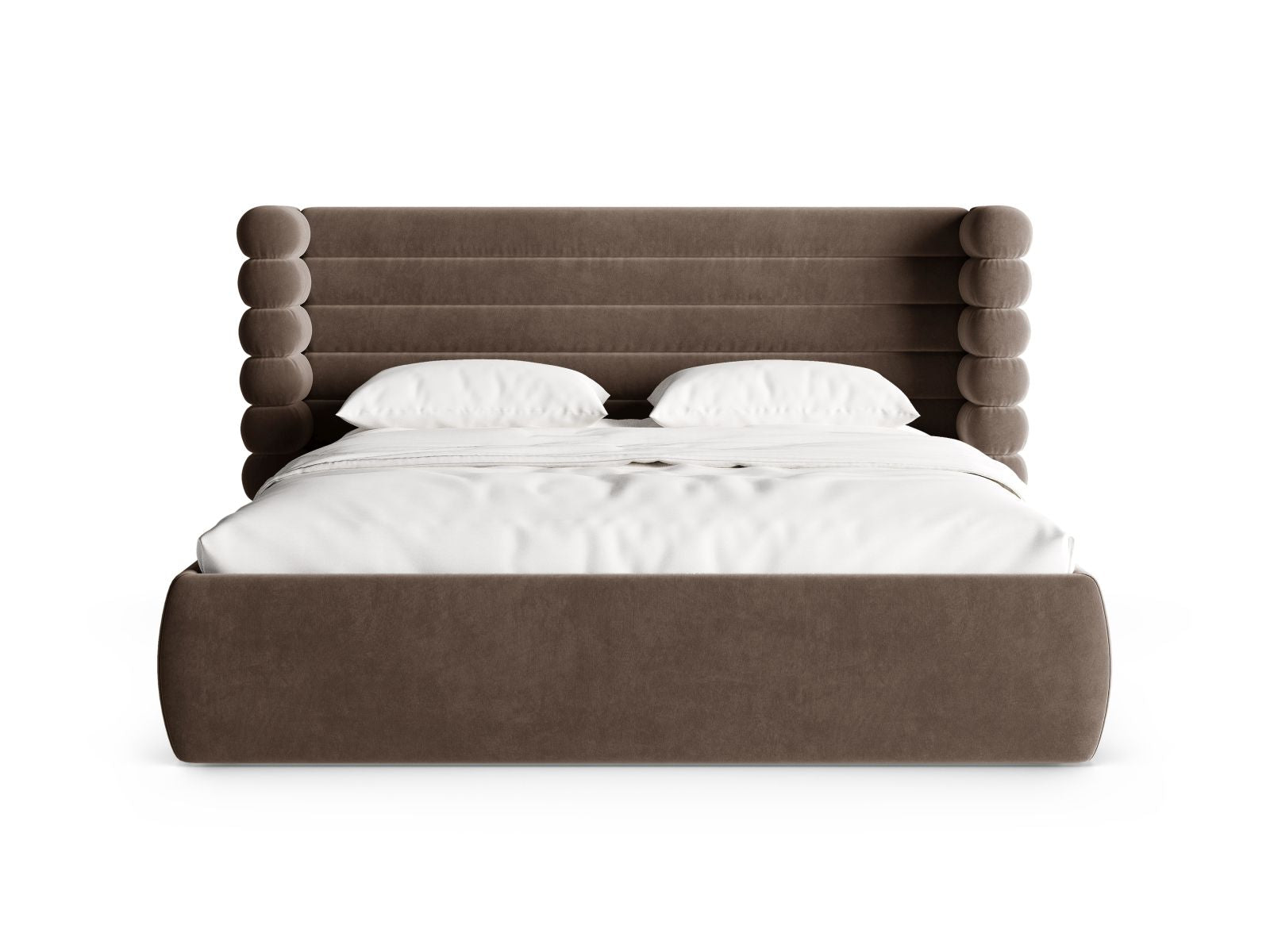 Elegantes Mount Bett mit praktischem Stauraum und stilvollem Kopfteil in 140 cm Breite, ideal für moderne Schlafzimmer.
