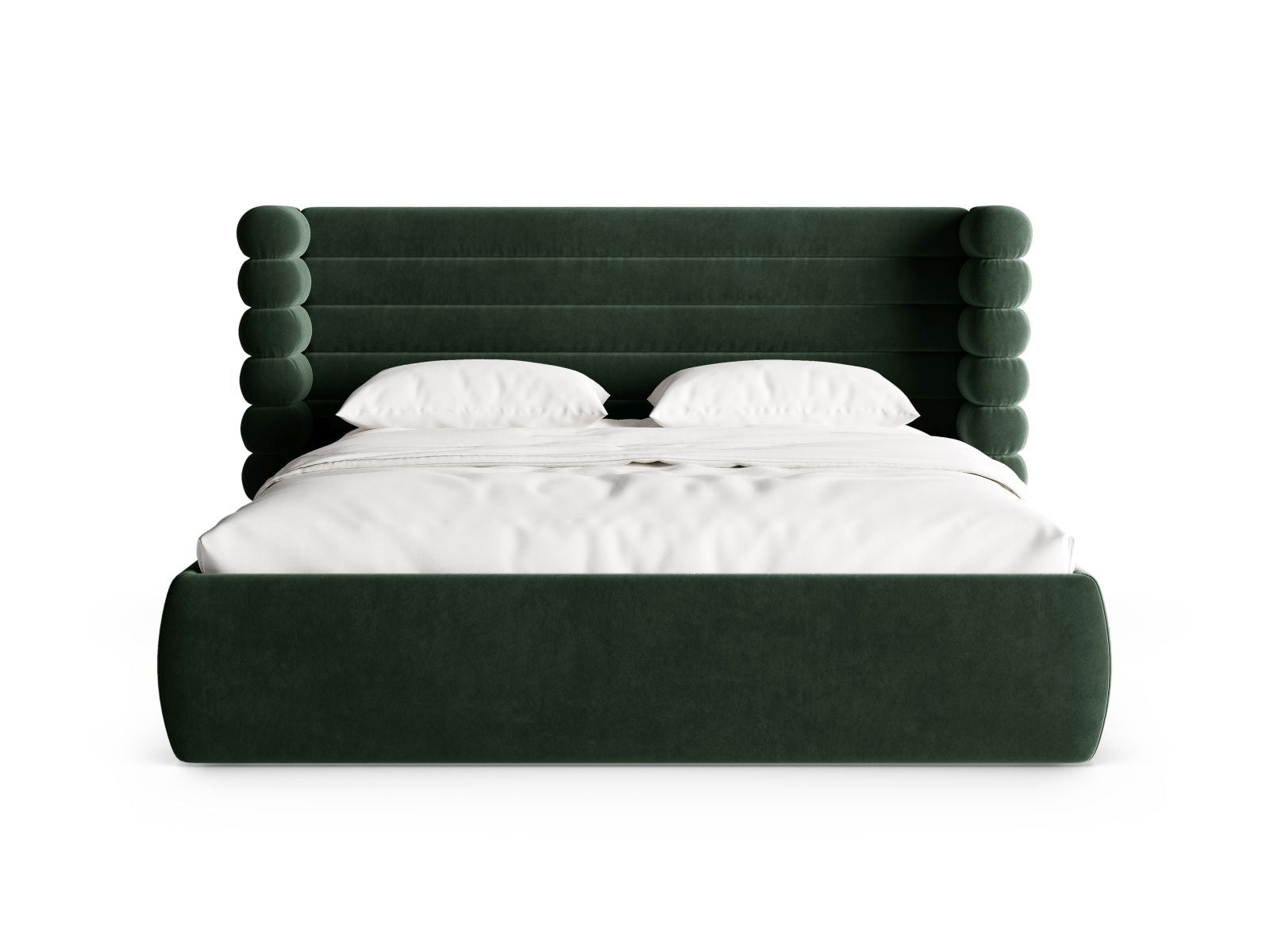 Elegantes Mount Bett in Bottle Green mit praktischem Stauraum und stilvollem Kopfteil, ideal für moderne Schlafzimmer.