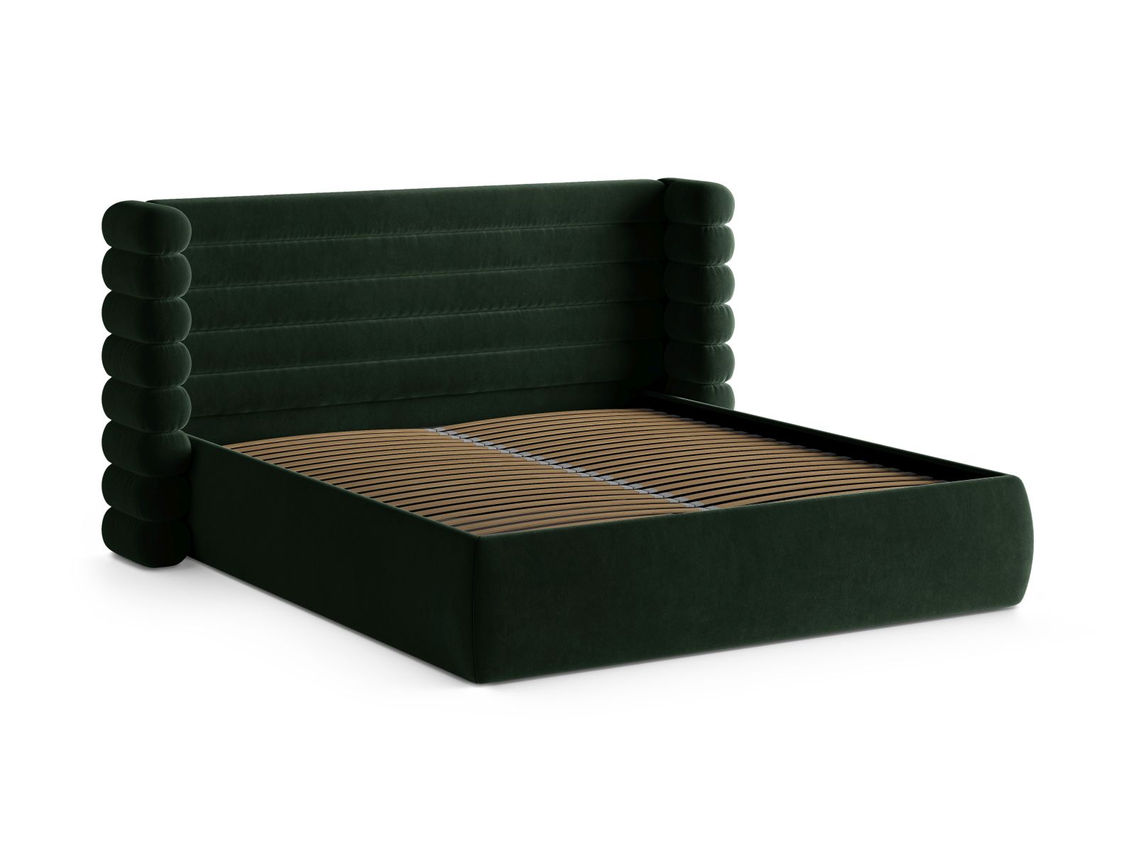 Elegantes Mount Bett in Bottle Green, bietet cleveren Stauraum und ein modernes Kopfteil, ideal für stilvolle Schlafzimmer.