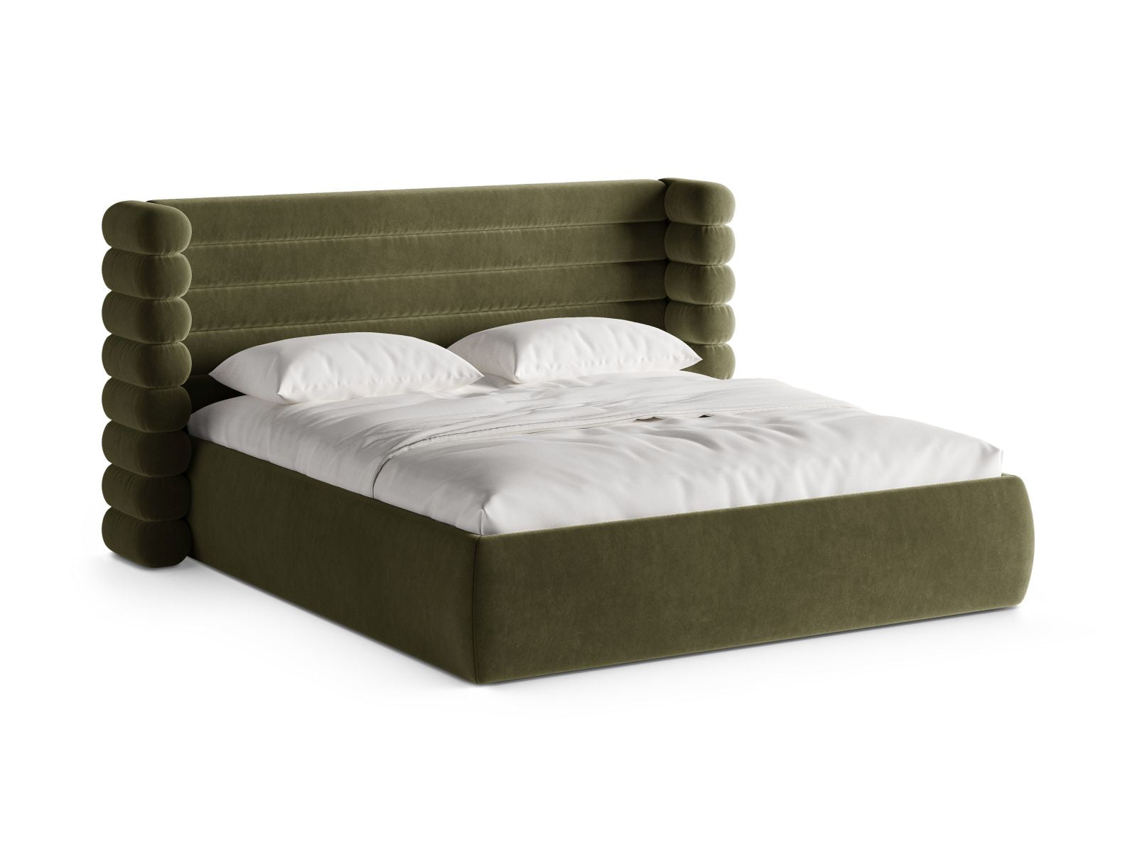 Mount Bett mit Stauraum mit Kopfteil 140cm in Green-Salvador präsentiert im Onlineshop von KAQTU Design AG. Bett ist von Micadoni
