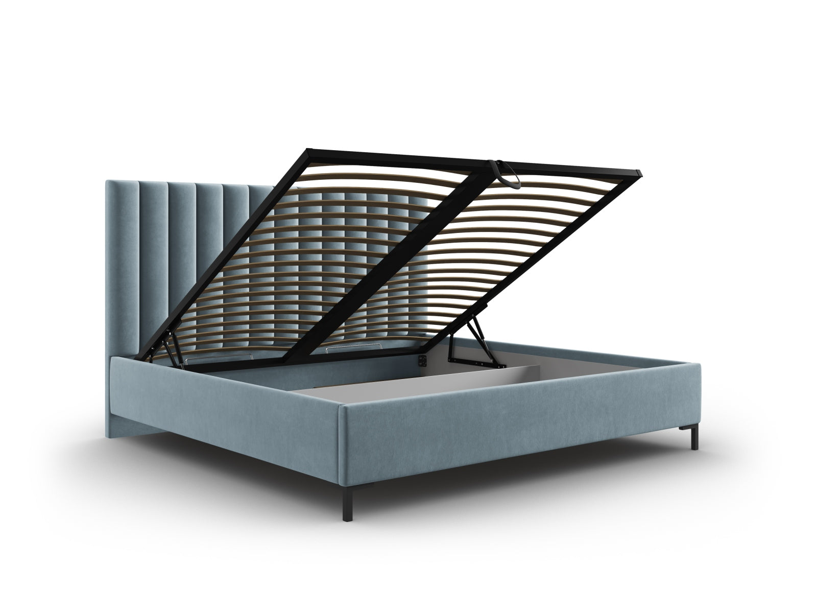 Entdecken Sie das stilvolle Allison Velour Bett von Micadoni – ideal für Ihr modernes Schlafzimmer, mit cleverem Stauraum und elegantem Kopfteil.