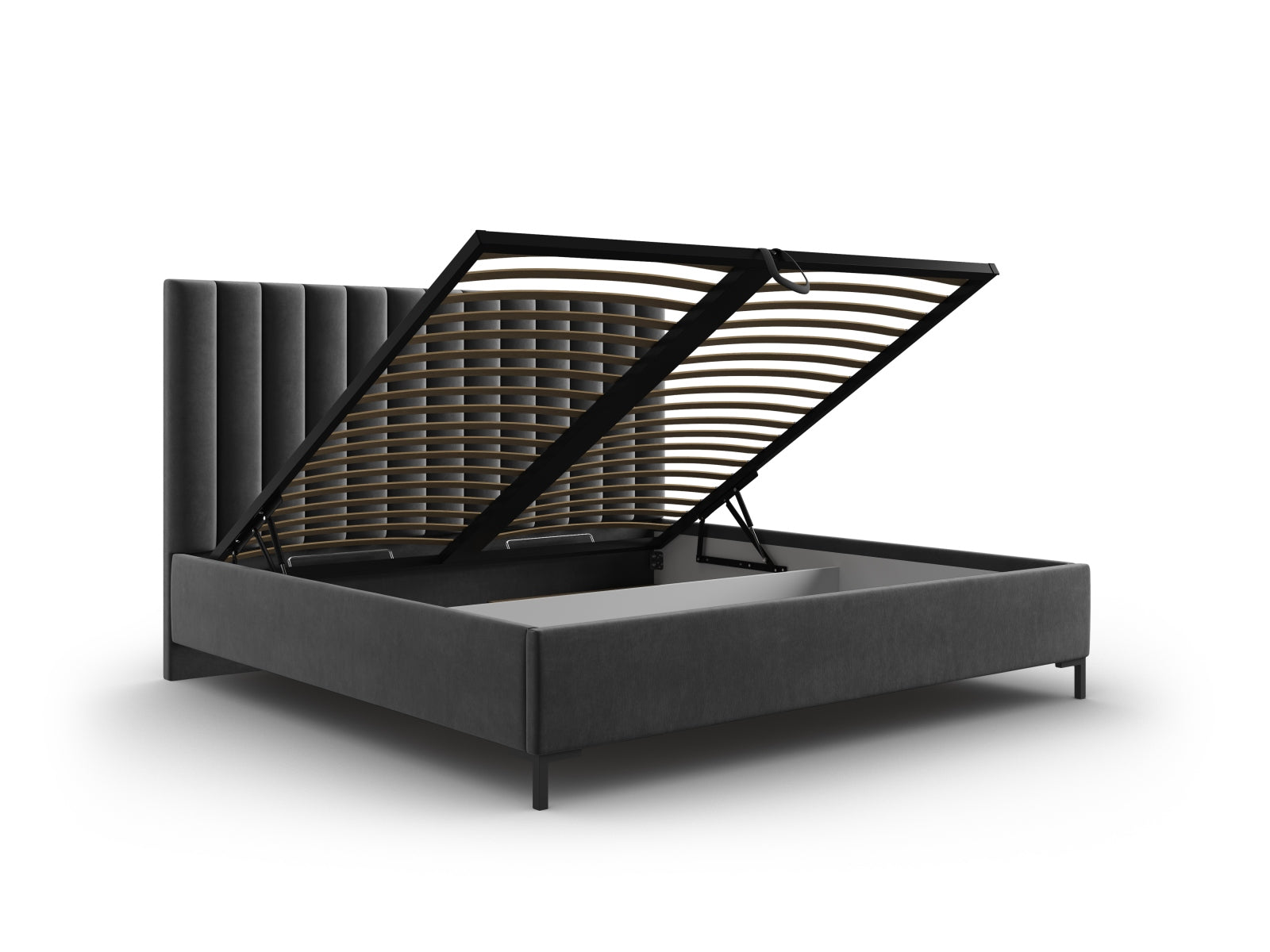 Entdecken Sie das stilvolle Allison Velour Bett von Micadoni – ideal für Ihr modernes Schlafzimmer, mit cleverem Stauraum und elegantem Kopfteil.