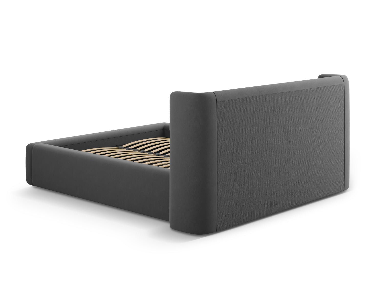 Jolene Velour Bett mit Stauraum und Headboard in Grey-Bluvel präsentiert im Onlineshop von KAQTU Design AG. Bett ist von Micadoni