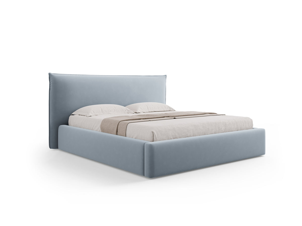 Kaelle Bett mit Stauraum und Headboard 140cm in Light Blue-Bluvel präsentiert im Onlineshop von KAQTU Design AG. Bett ist von Micadoni