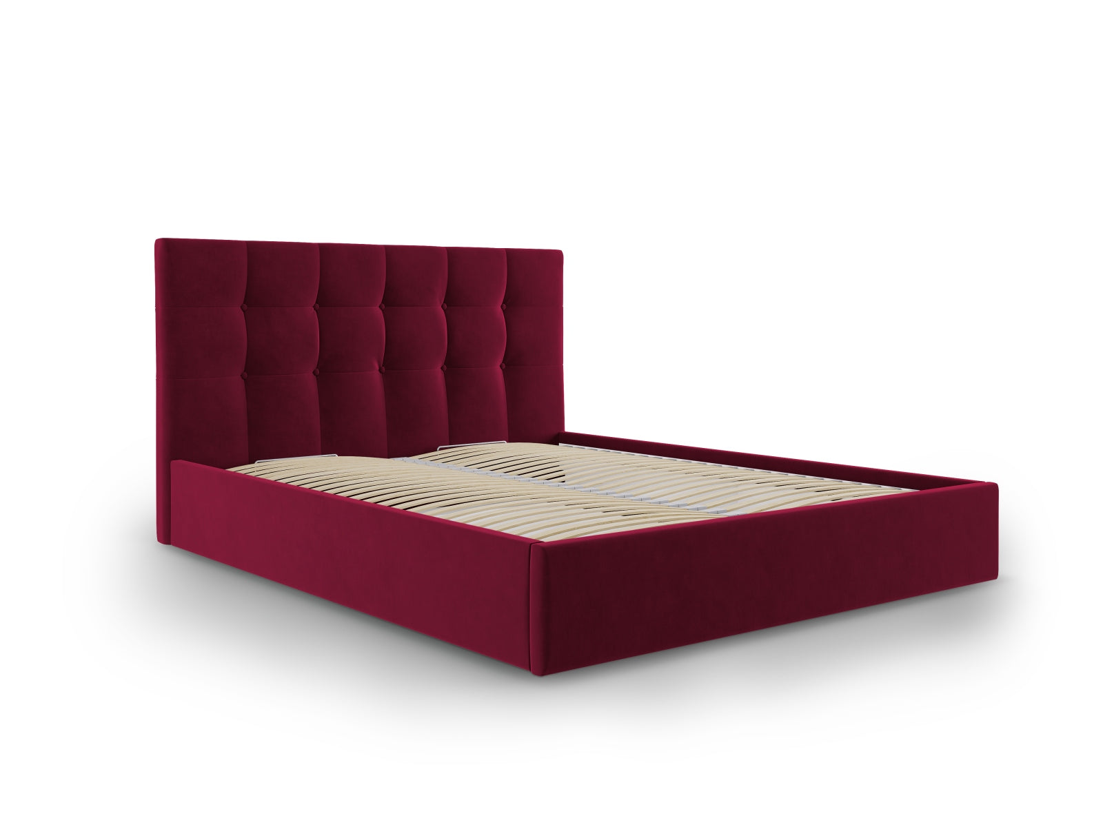 Erleben Sie das elegante Phaedra Velour Bett von Micadoni – mit praktischem Stauraum und einem komfortablen Headboard für Ihr modernes Schlafzimmer.