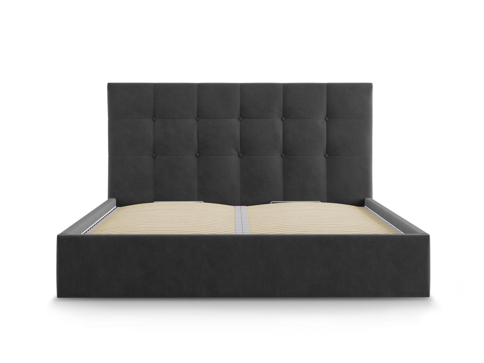 Erleben Sie das elegante Phaedra Velour Bett von Micadoni – perfekt für Ihr modernes Schlafzimmer, ausgestattet mit praktischem Stauraum und einem komfortablen Headboard.