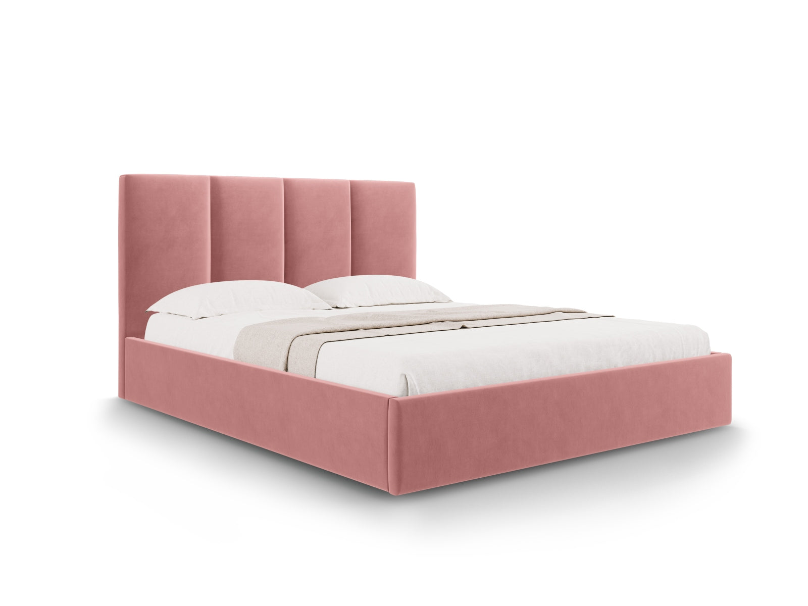 Pyla Velour Bett mit Stauraum und Headboard in Pink präsentiert im Onlineshop von KAQTU Design AG. Bett ist von Micadoni
