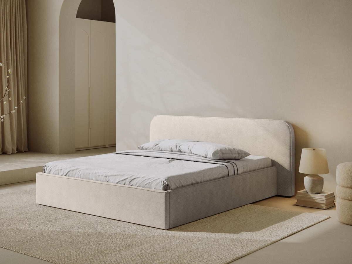 Elizabeth Bett mit Stauraum und Headboard 140cm in Beige-Babel präsentiert im Onlineshop von KAQTU Design AG. Bett ist von Micadoni
