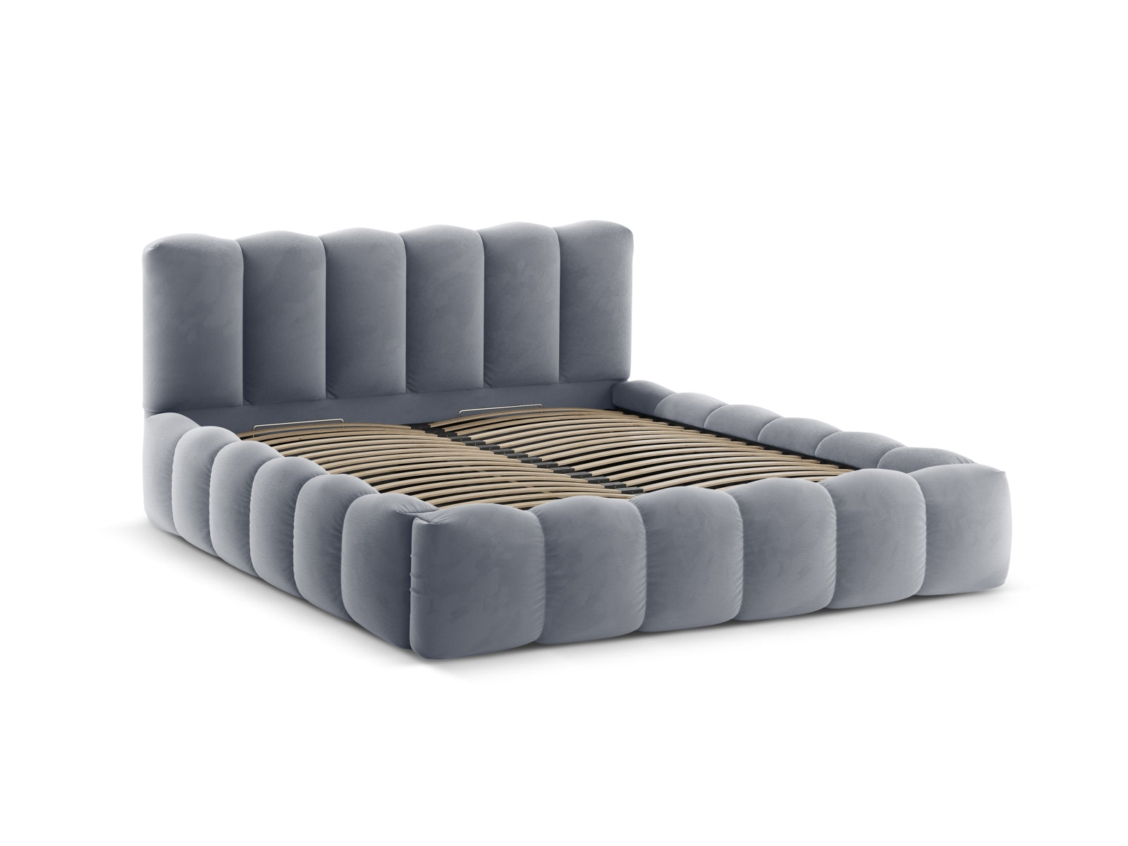 Lupine Velour Bett mit Stauraum und Headboard 140cm in Grey-Paris präsentiert im Onlineshop von KAQTU Design AG. Bett ist von Micadoni